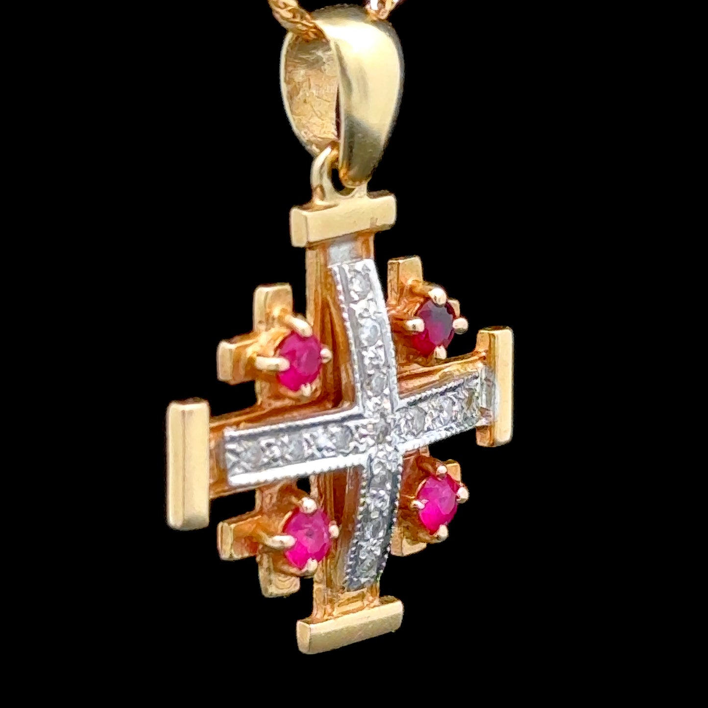 14K Ruby & Diamond Cross