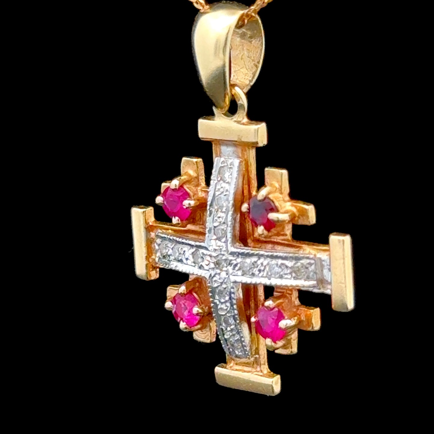 14K Ruby & Diamond Cross