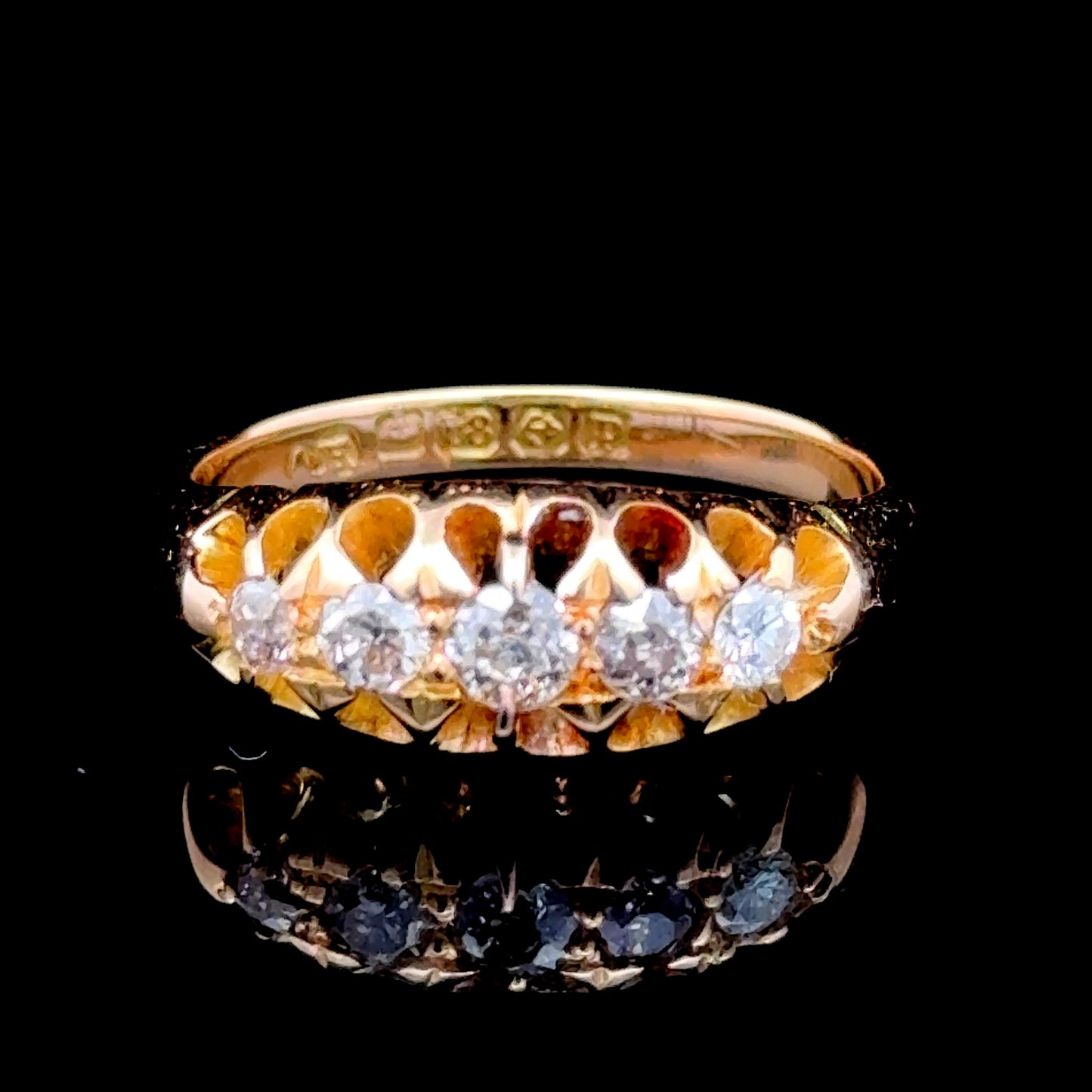 18K Yellow Gold Diamond Gypsy Ring APPX 0.6 CTS