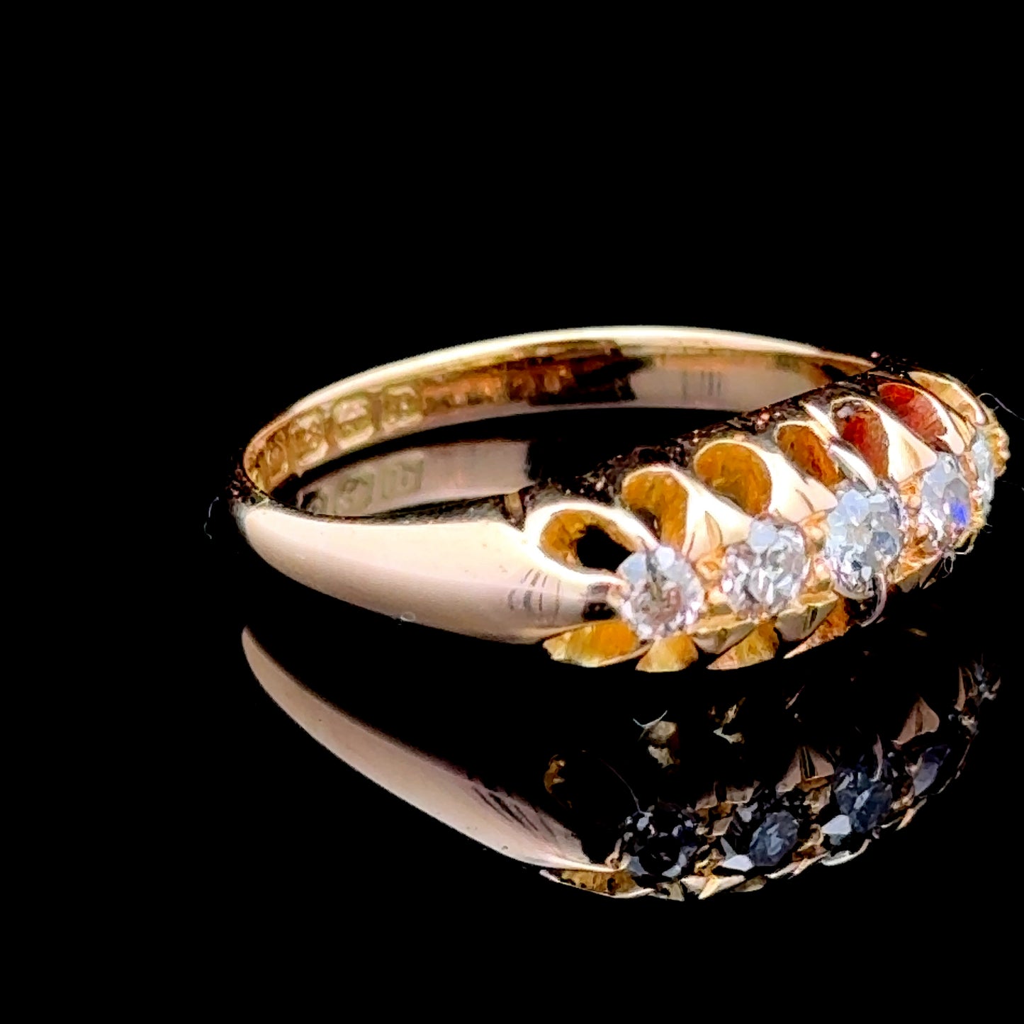 18K Yellow Gold Diamond Gypsy Ring APPX 0.6 CTS