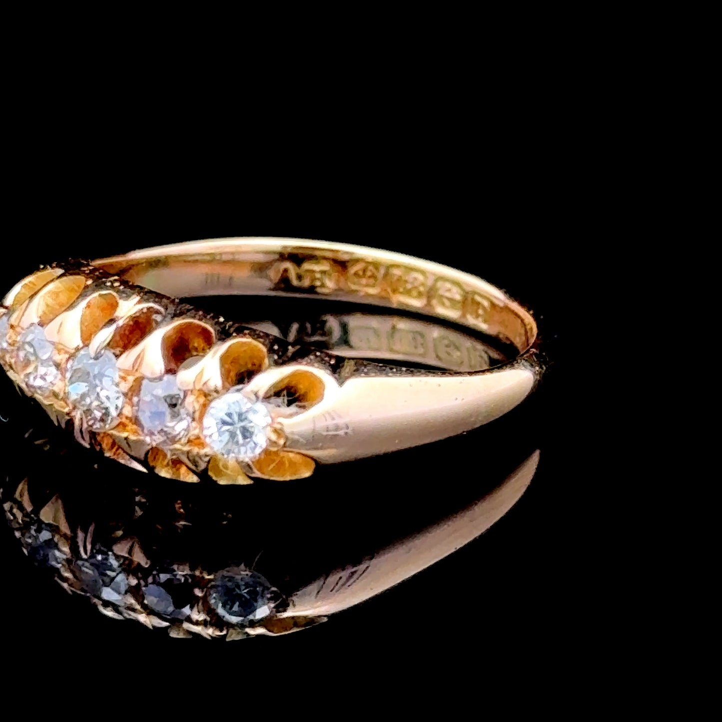 18K Yellow Gold Diamond Gypsy Ring APPX 0.6 CTS