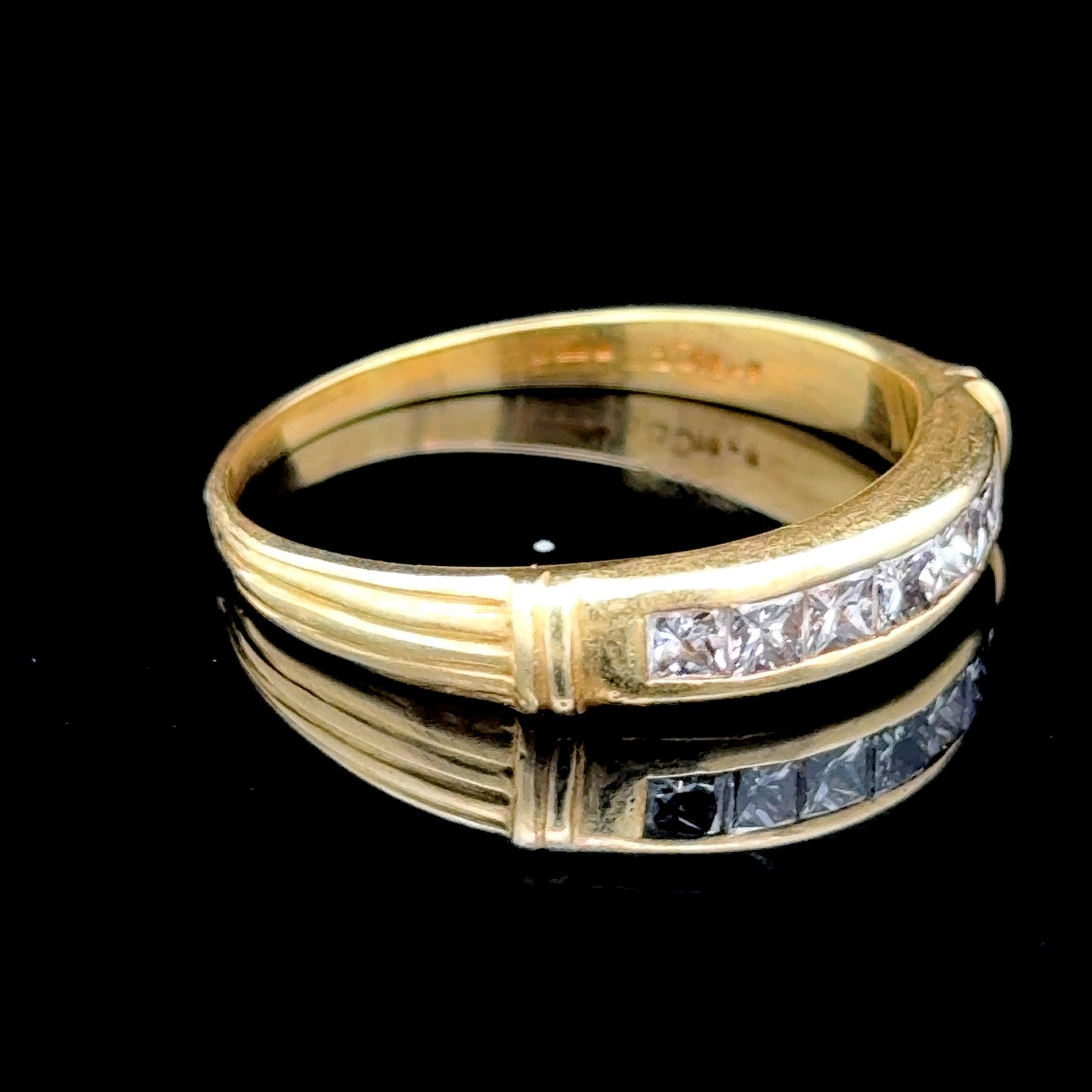 18K Yellow Gold Princess Cut Diamond 7 Stone Ring APPX 0.7 CTS