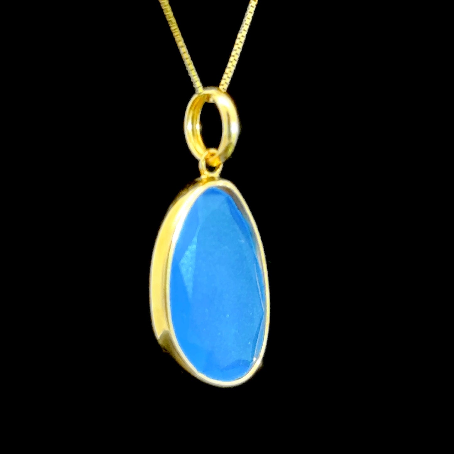 18K Light Blue Stone Pendant