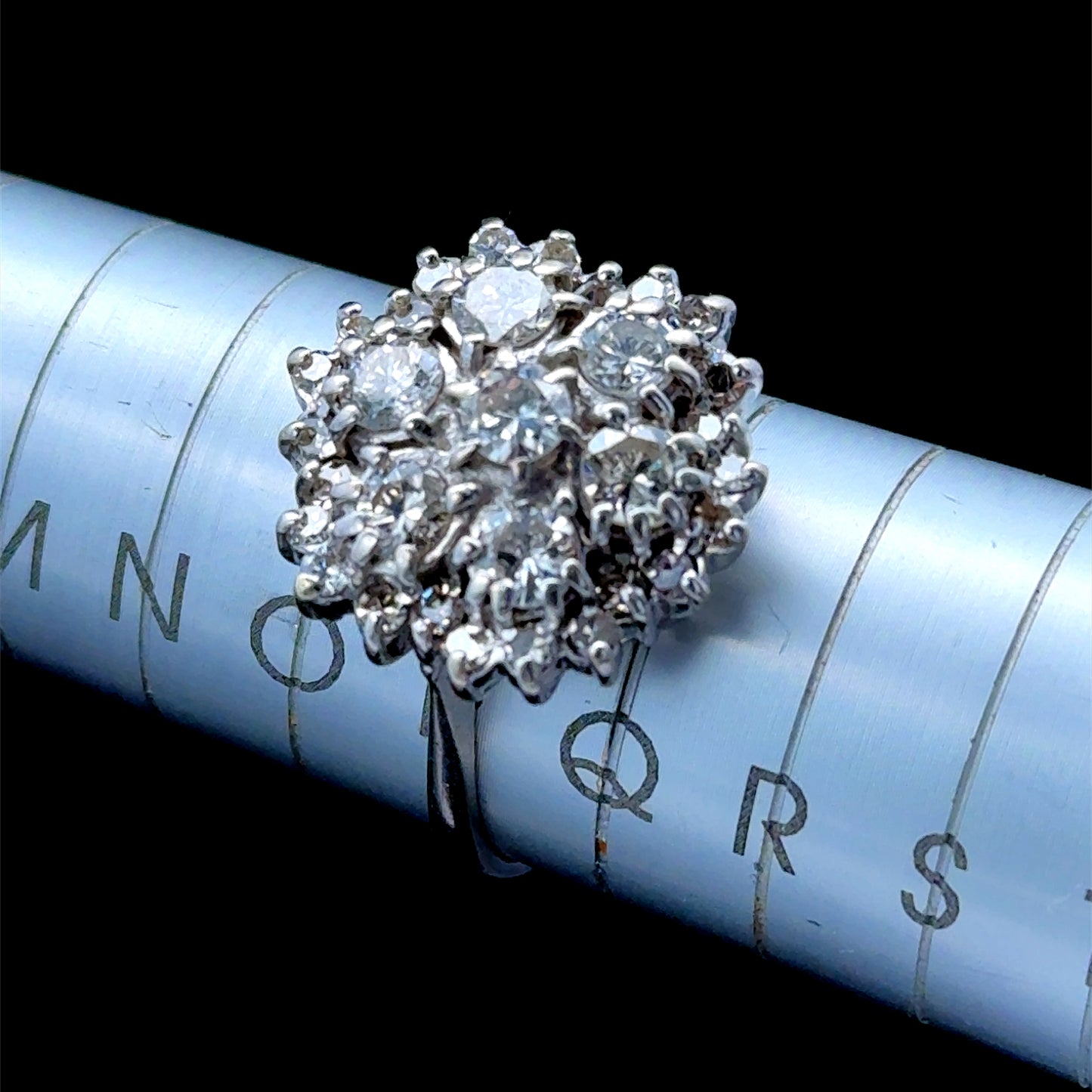 18K White Gold Diamond Daisy Cluster APPX 1.5 CTS