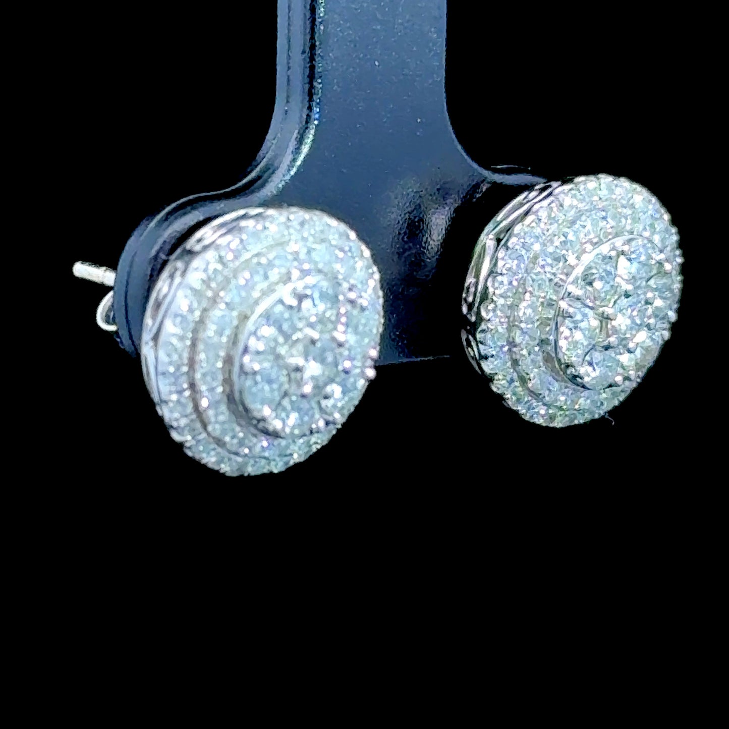 18K White Gold Diamond Cluster Studs 1.0 CTS