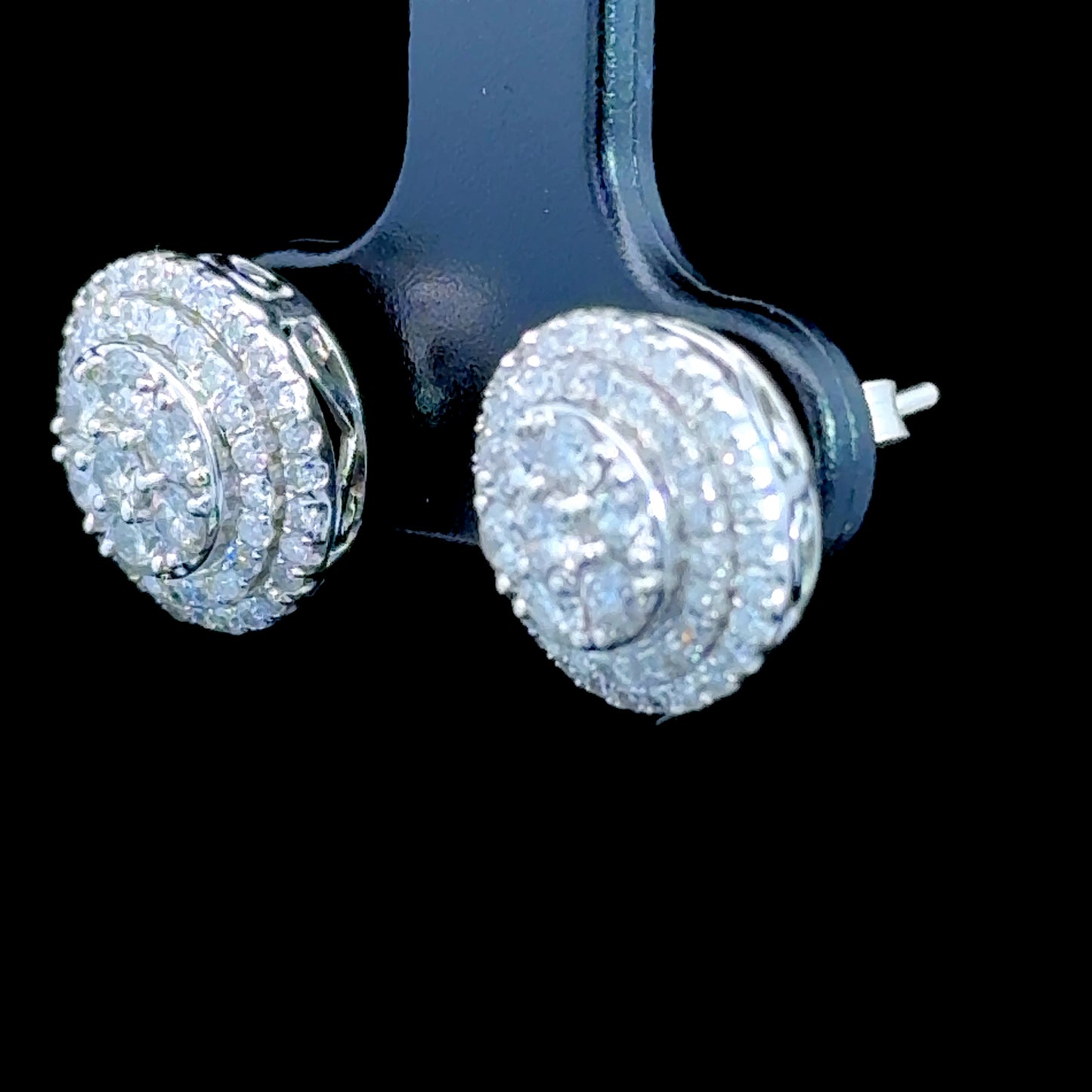 18K White Gold Diamond Cluster Studs 1.0 CTS