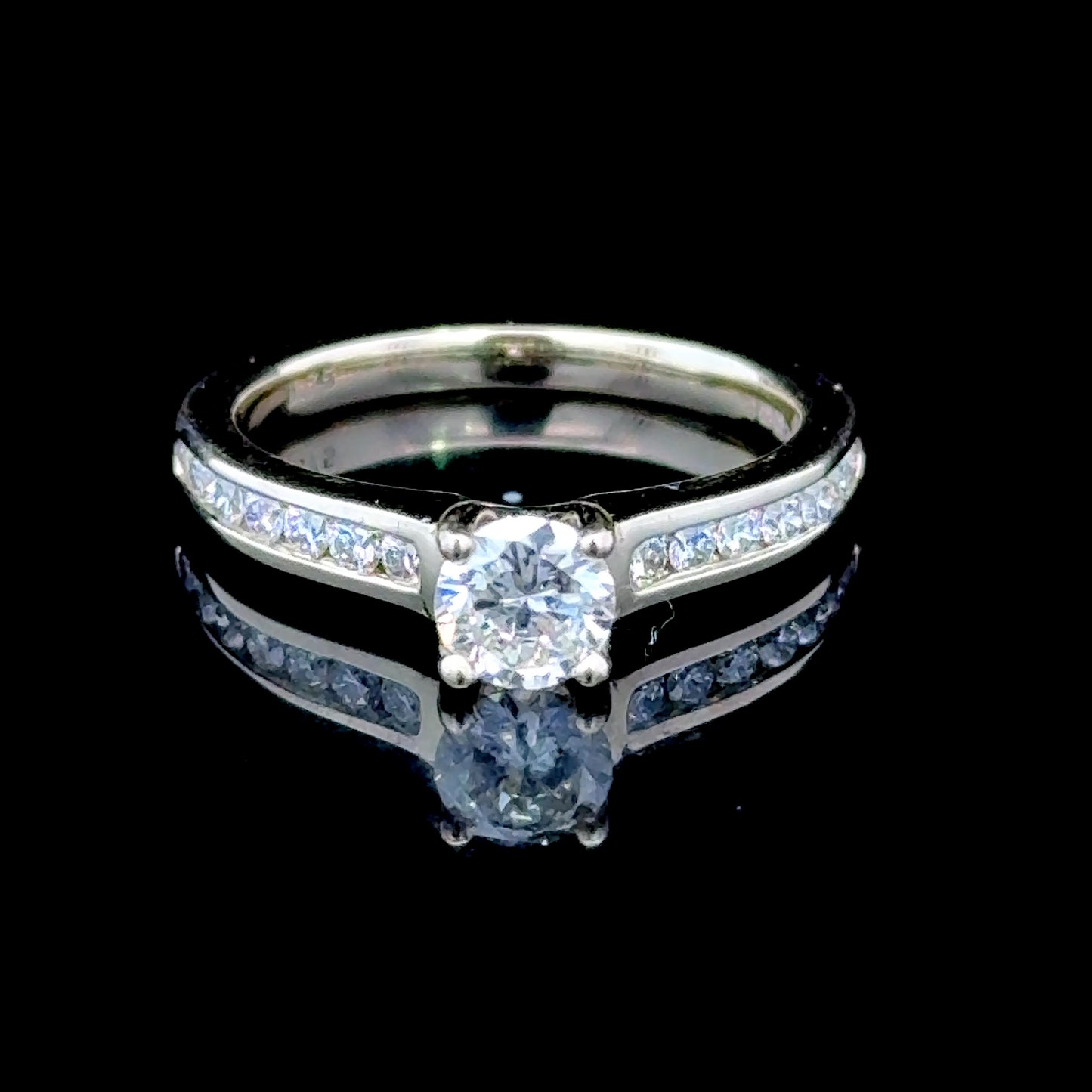 18K Yellow Gold Diamond Solitaire Ring With Diamond Shoulders APPX 0.75 CTS
