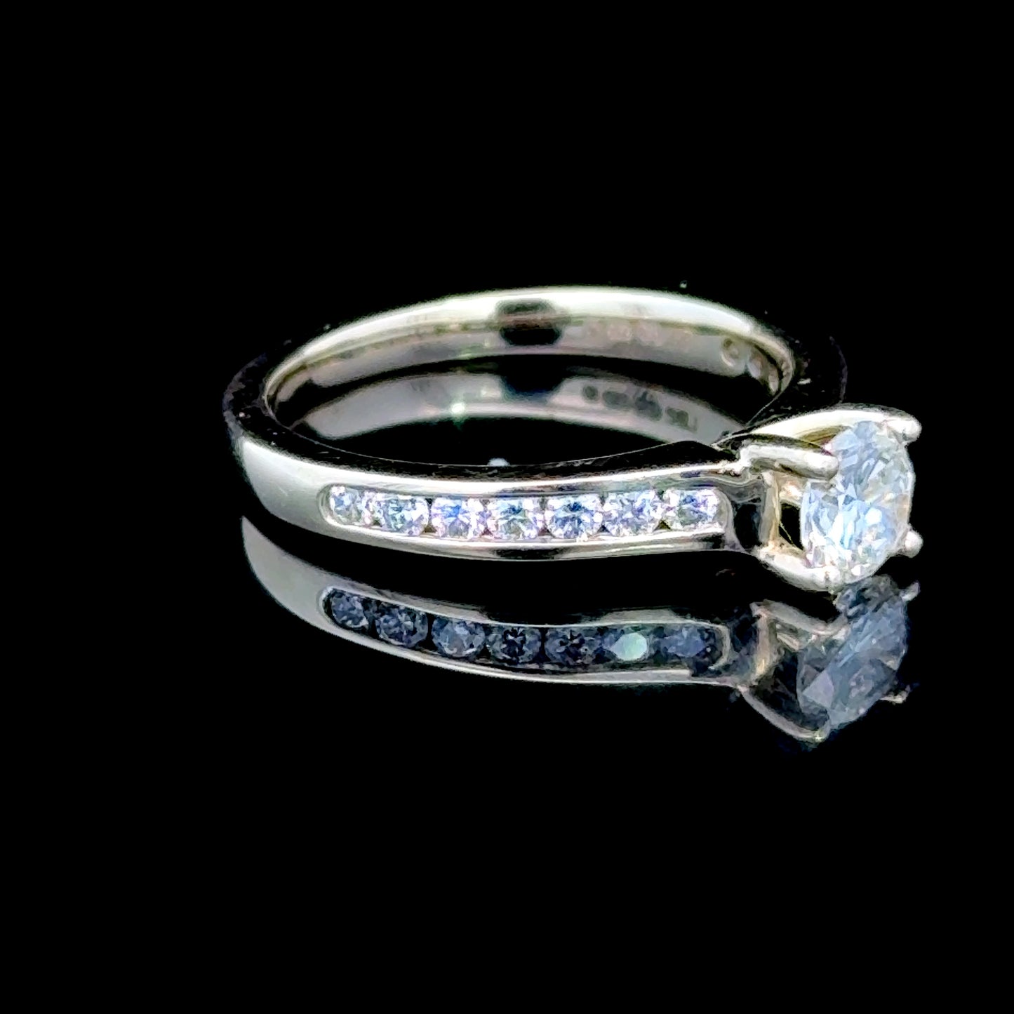 18K Yellow Gold Diamond Solitaire Ring With Diamond Shoulders APPX 0.75 CTS