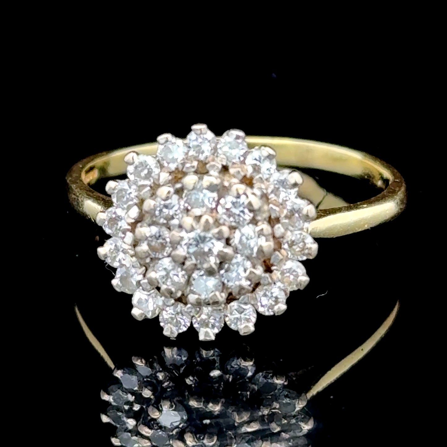 18K Yellow Gold Diamond Cluster Ring APPX 1.15 CTS