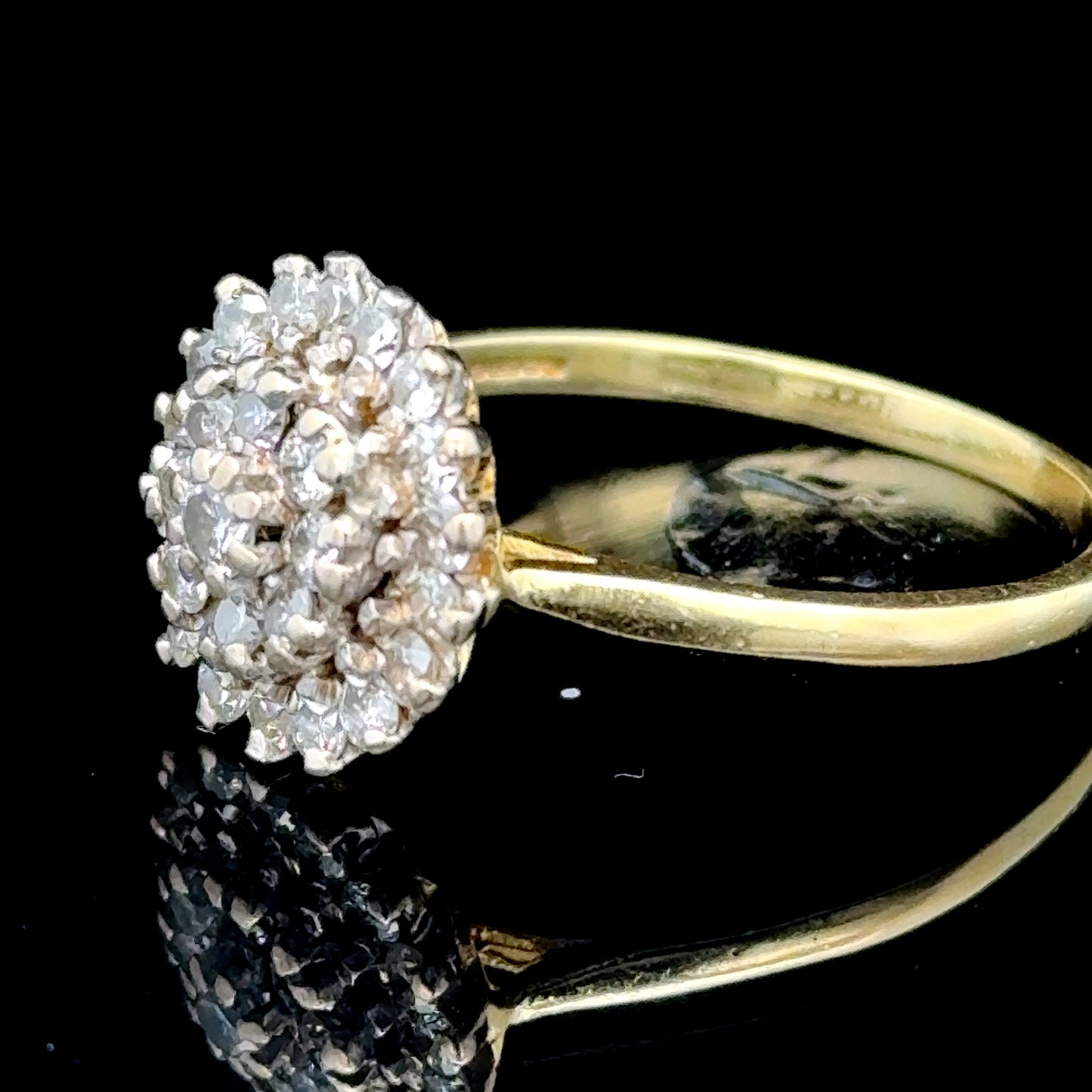 18K Yellow Gold Diamond Cluster Ring APPX 1.15 CTS