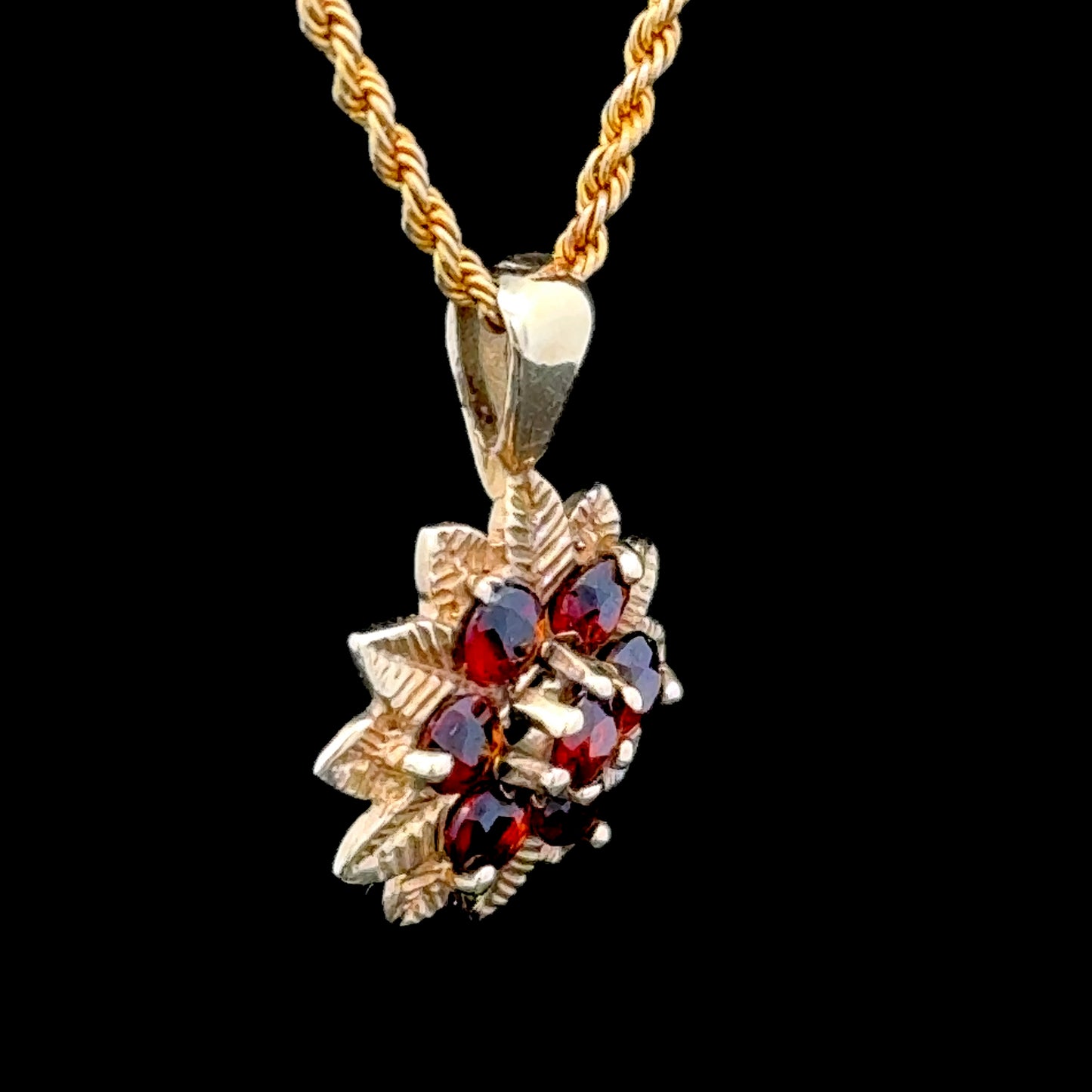 9K Yellow Gold Garnet Star Pendant & Chain