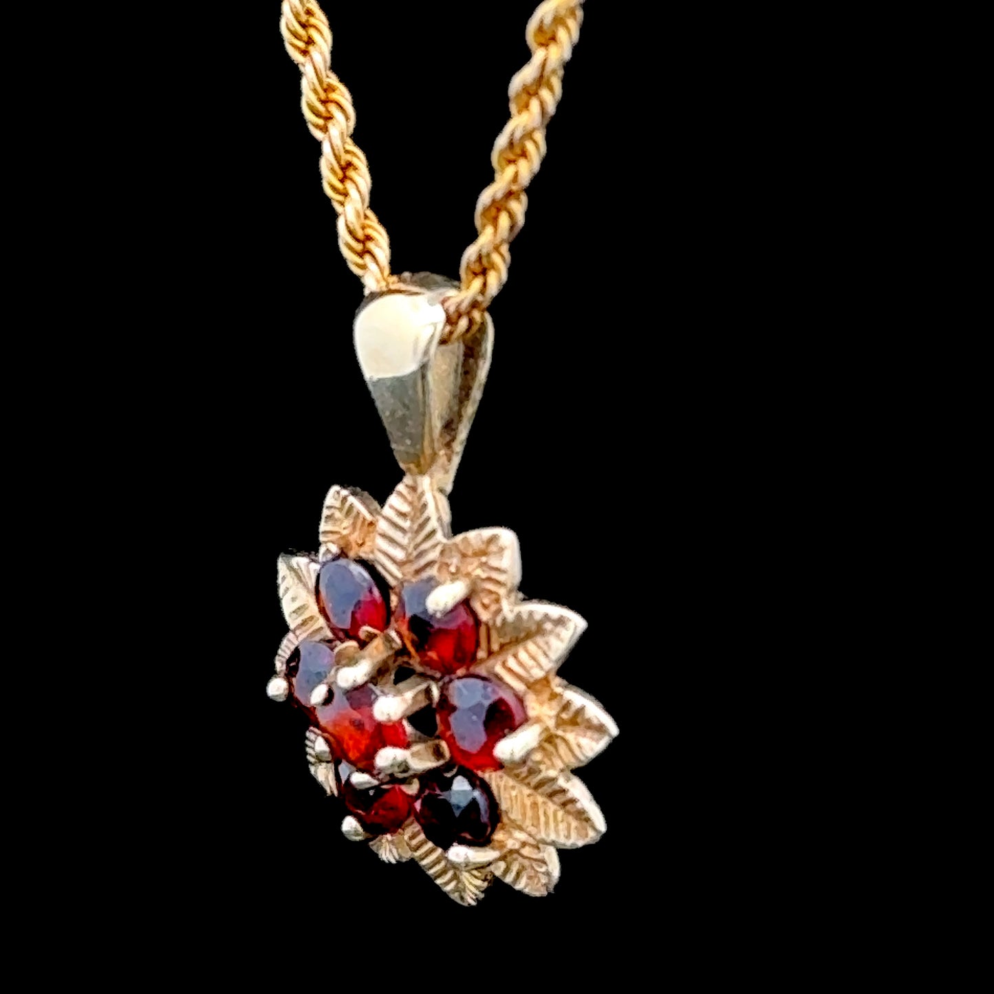 9K Yellow Gold Garnet Star Pendant & Chain