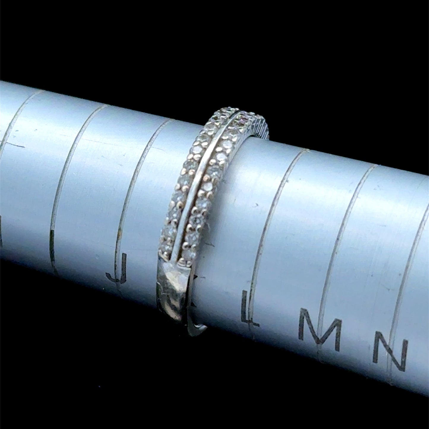9K White Gold Double Row Diamond Band