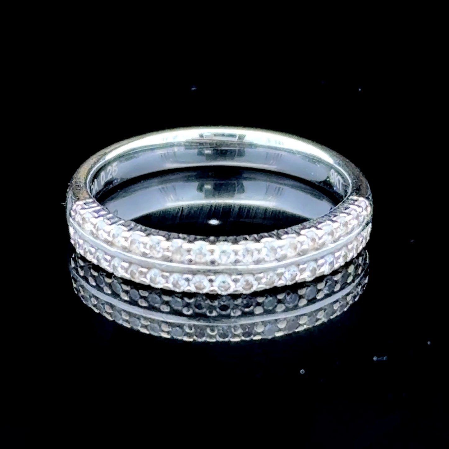 9K White Gold Double Row Diamond Band
