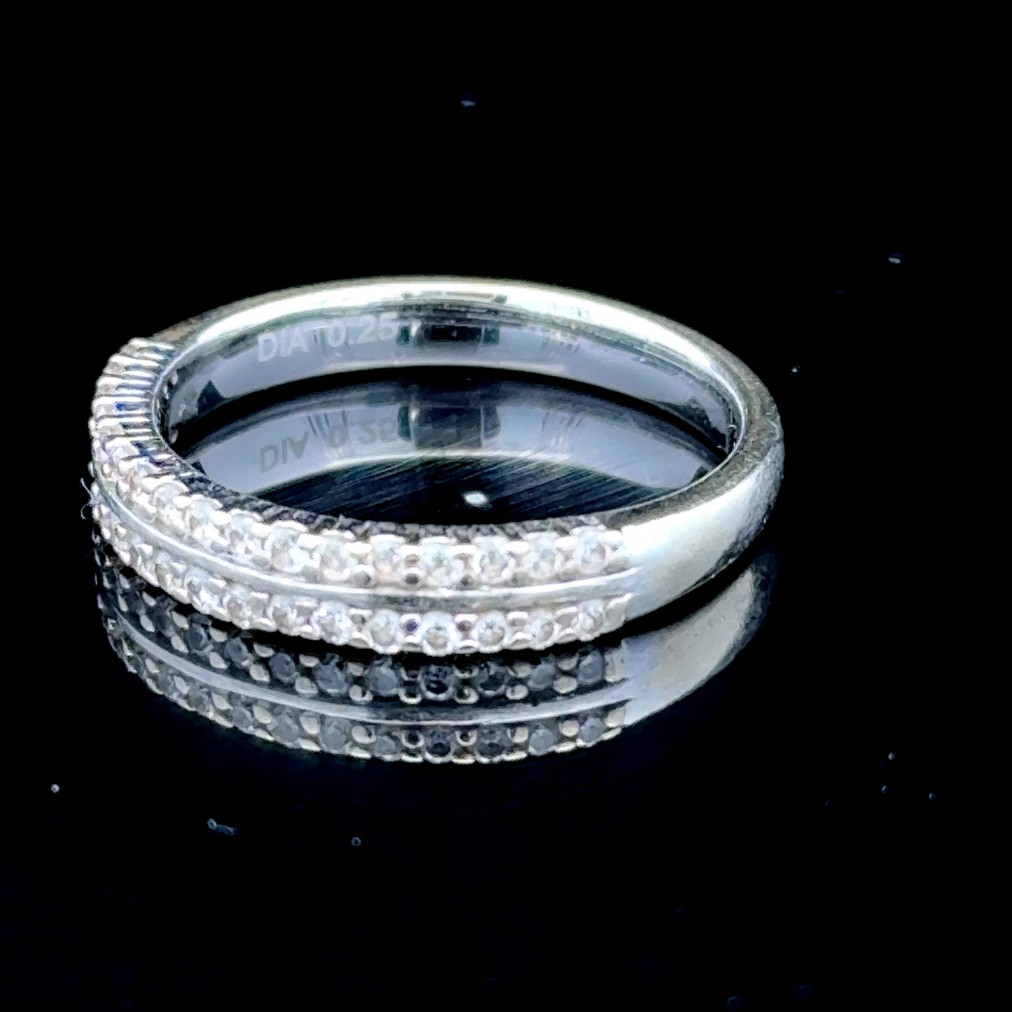 9K White Gold Double Row Diamond Band