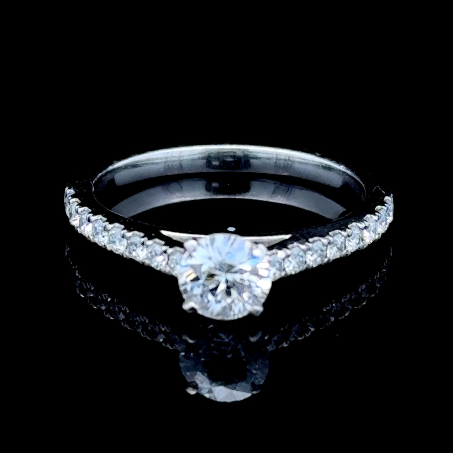 Platinum Diamond Solitaire Ring With Diamond Shoulders APPX 0.54 CTS + 0.20 CTS