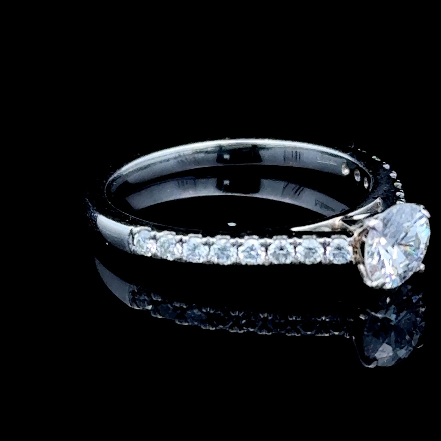 Platinum Diamond Solitaire Ring With Diamond Shoulders APPX 0.54 CTS + 0.20 CTS