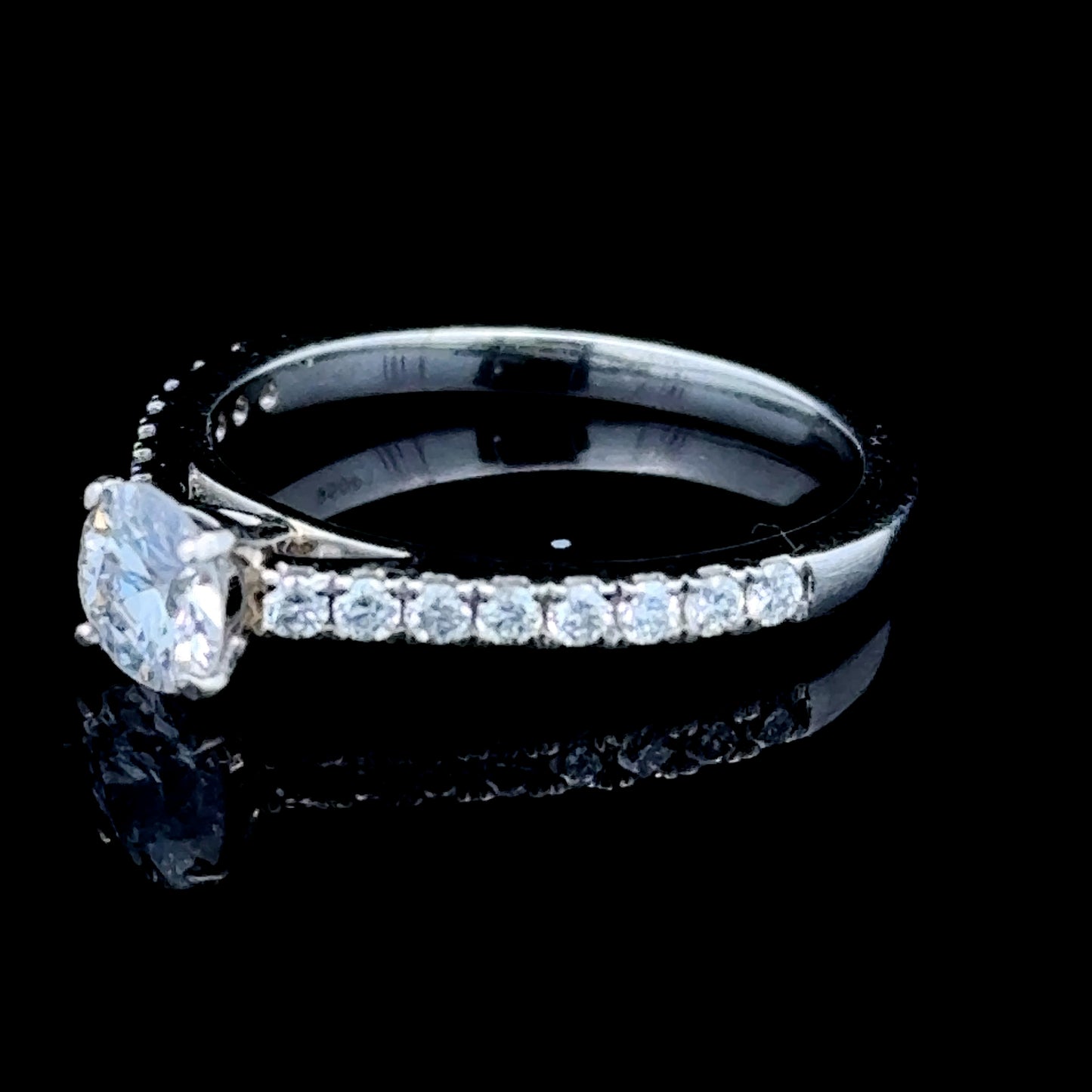 Platinum Diamond Solitaire Ring With Diamond Shoulders APPX 0.54 CTS + 0.20 CTS