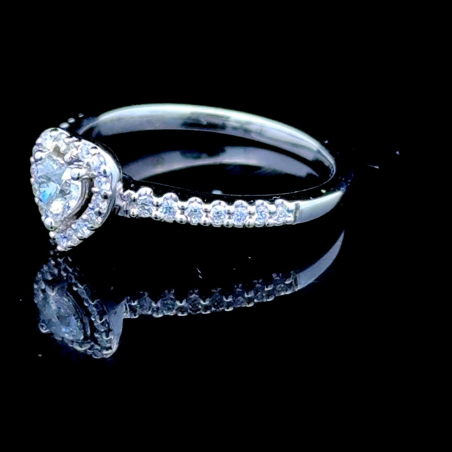 18K White Gold Heart Diamond Halo APPX 0.40 CTS