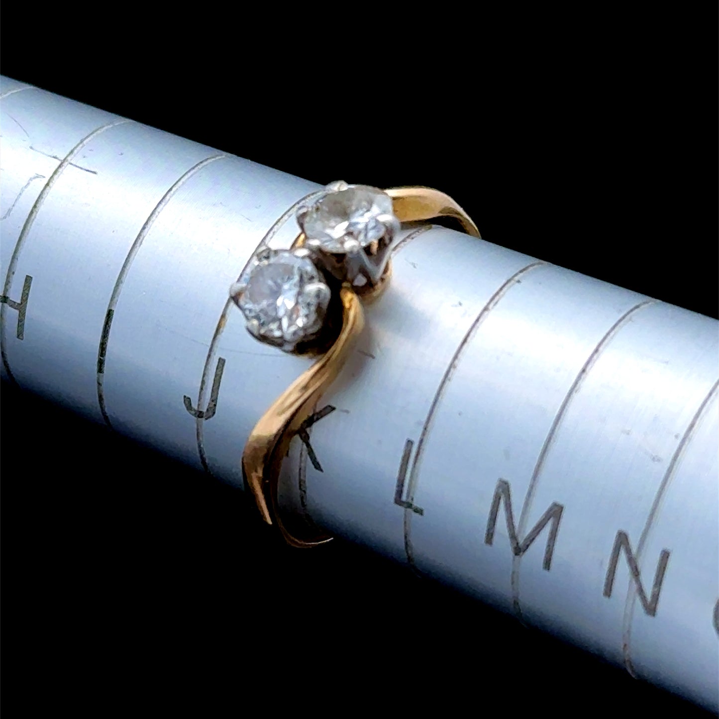 18K Yellow Gold 2 Stone Diamond Ring APPX 0.5 CTS