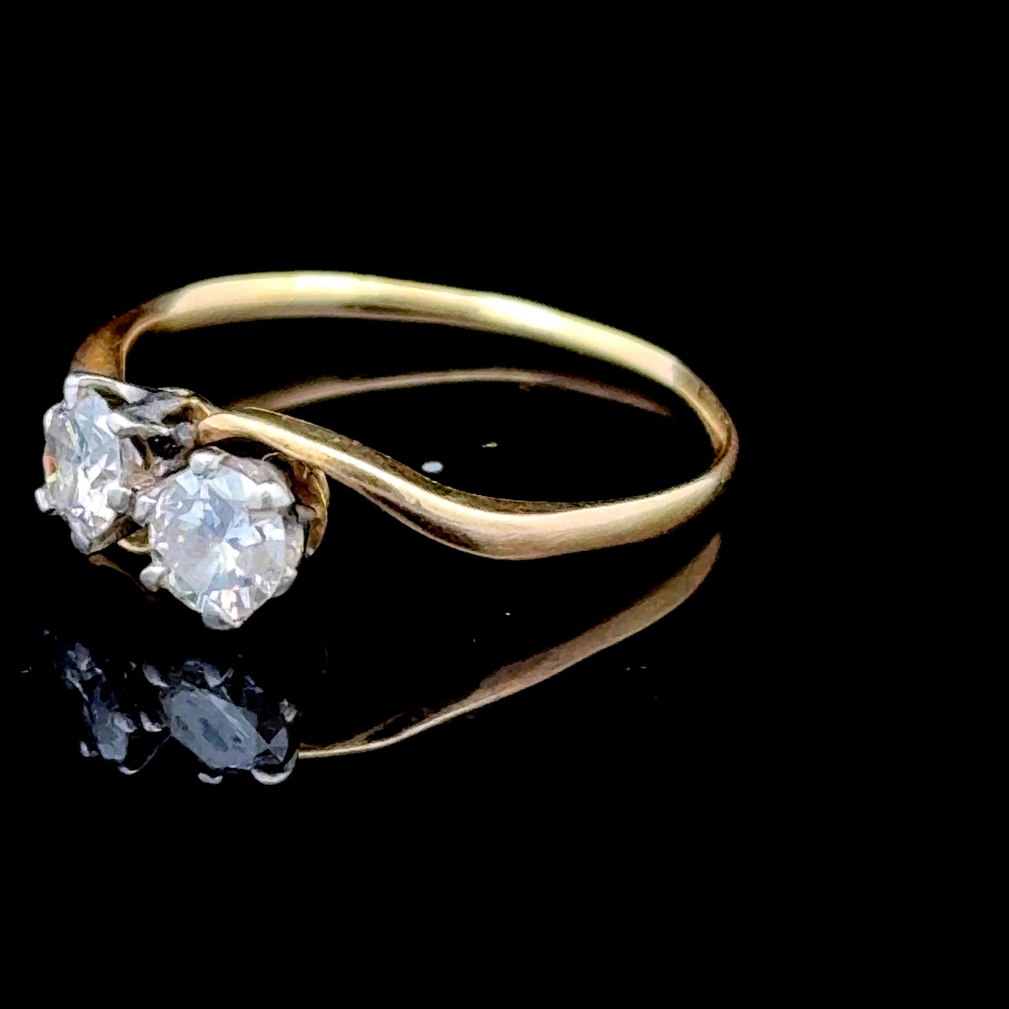 18K Yellow Gold 2 Stone Diamond Ring APPX 0.5 CTS