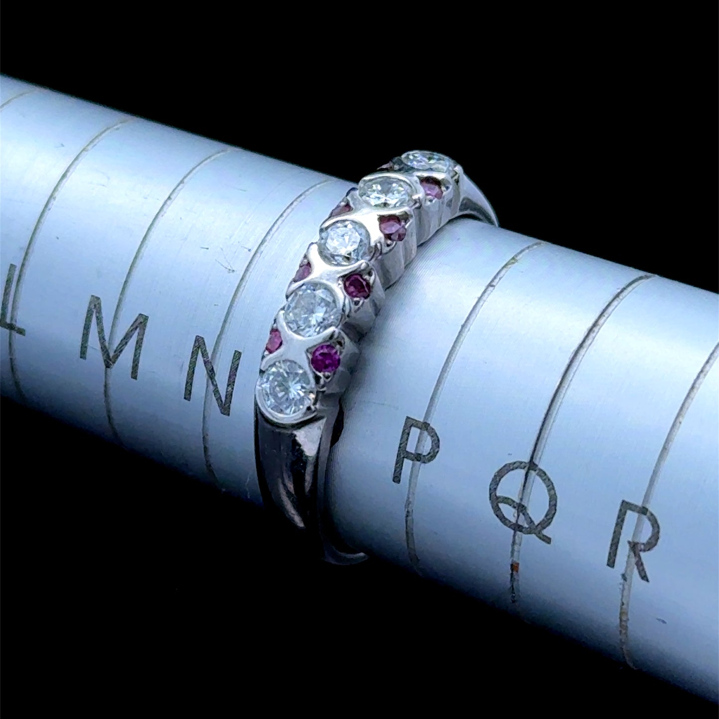 18K White Gold Diamond & Pink Sapphire Ring