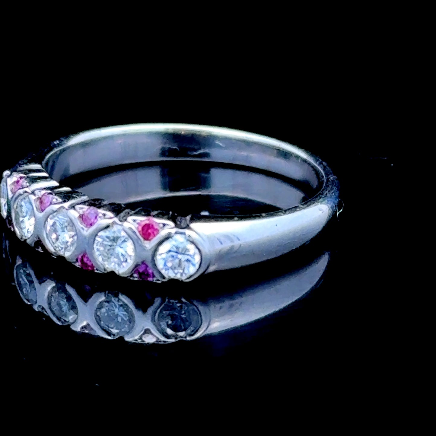 18K White Gold Diamond & Pink Sapphire Ring