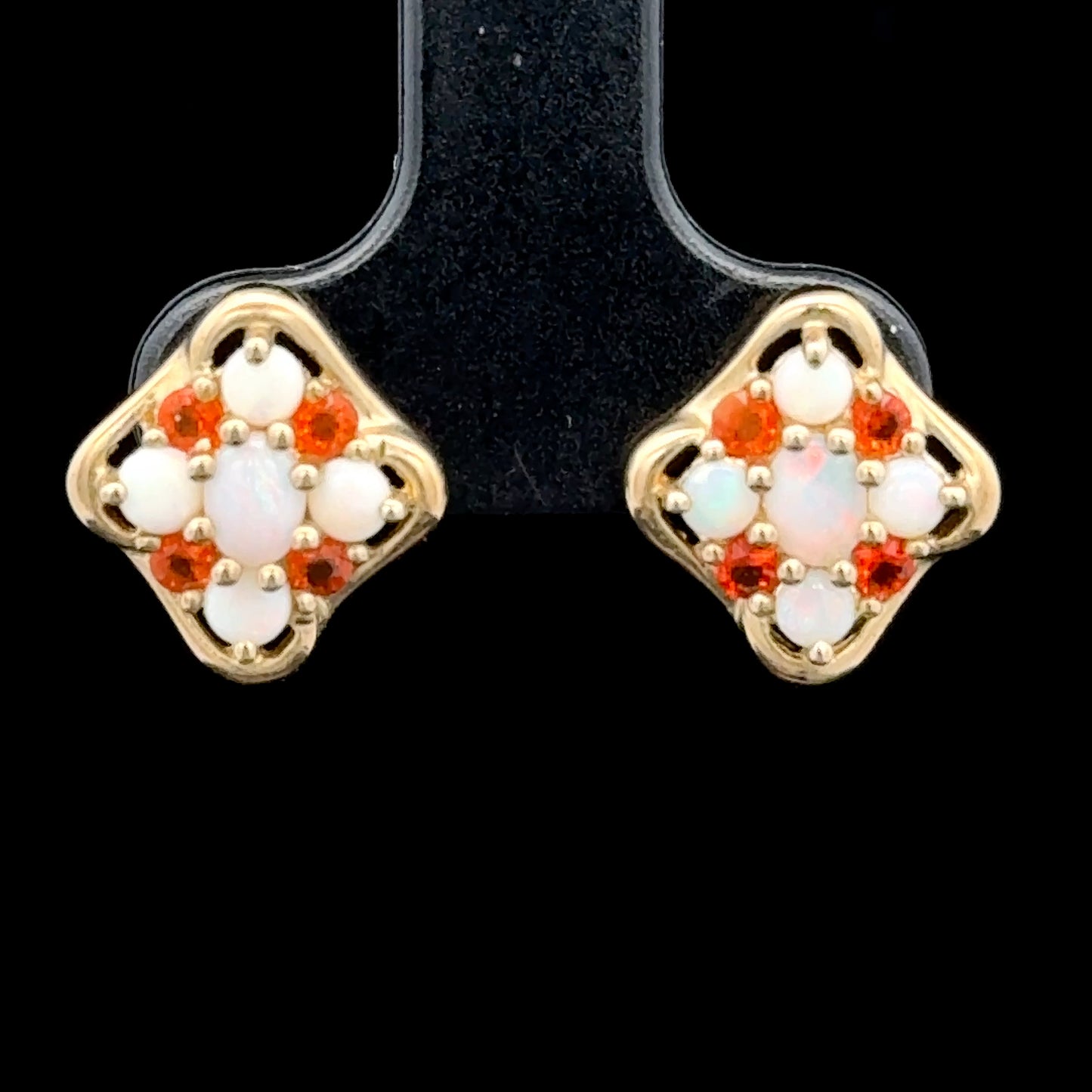 9K Yellow Gold Square Opal Studs