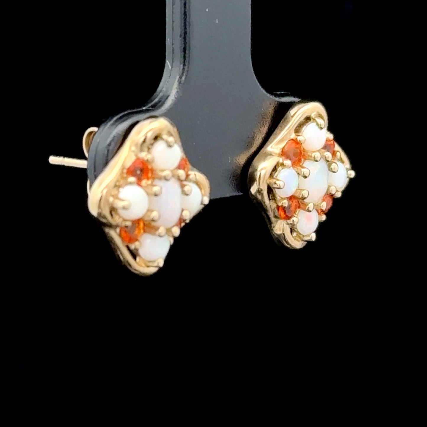 9K Yellow Gold Square Opal Studs