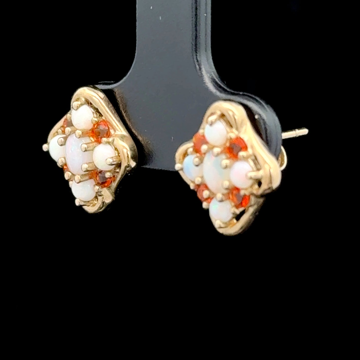 9K Yellow Gold Square Opal Studs