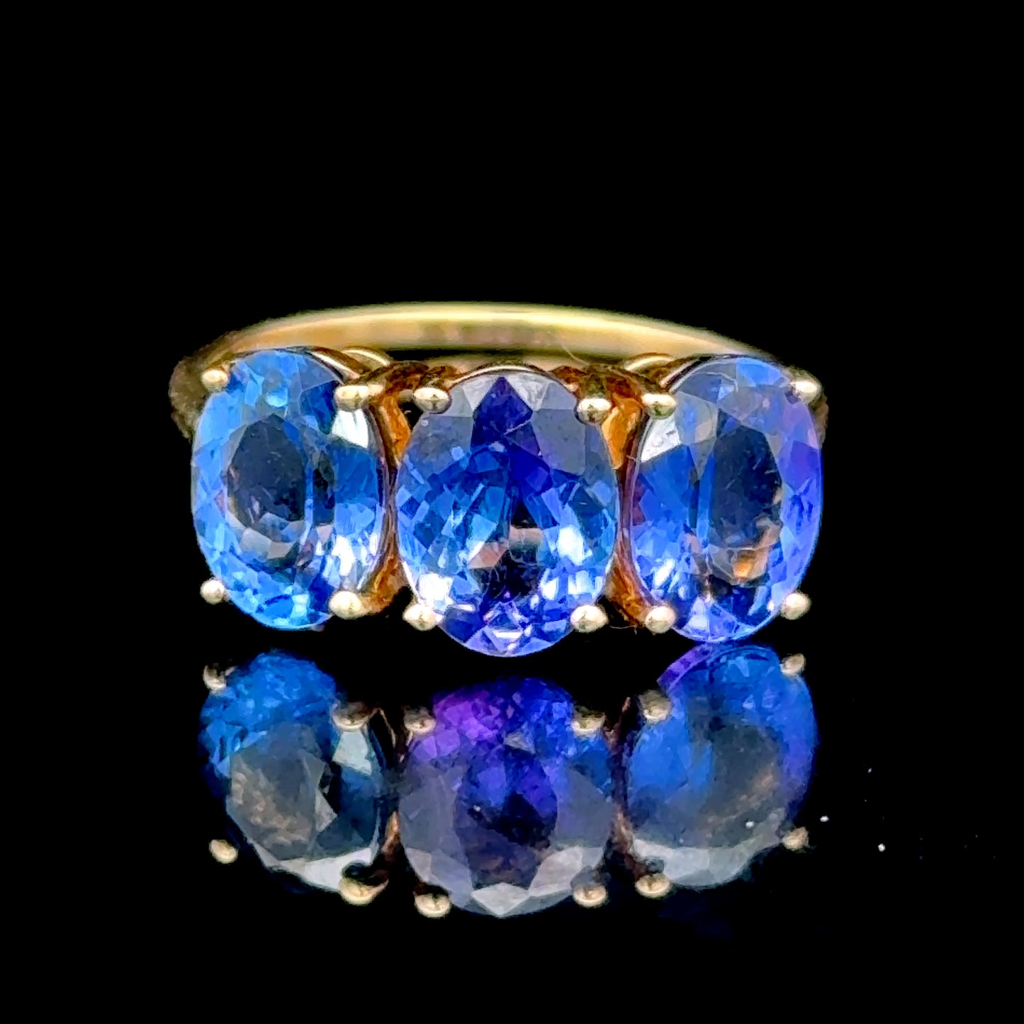 14K Yellow Gold Tanzanite Trilogy Ring