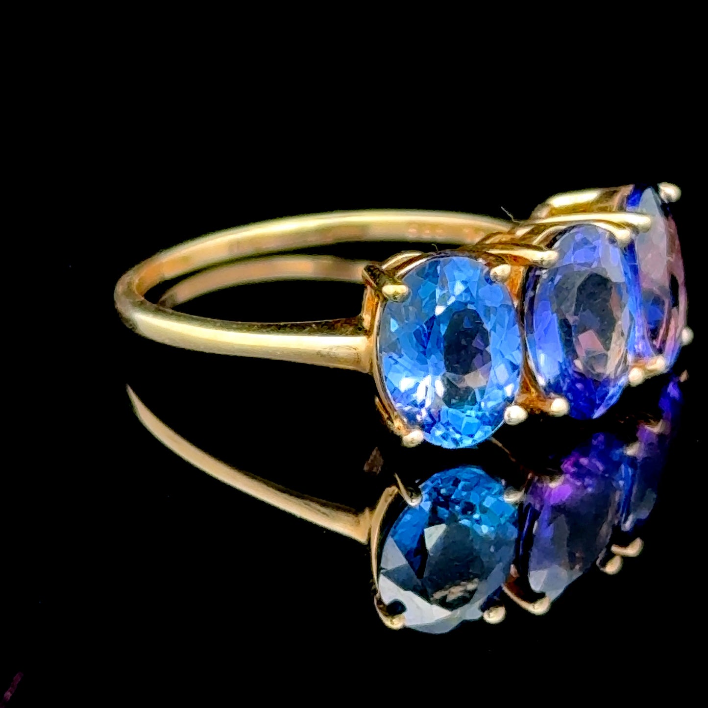 14K Yellow Gold Tanzanite Trilogy Ring