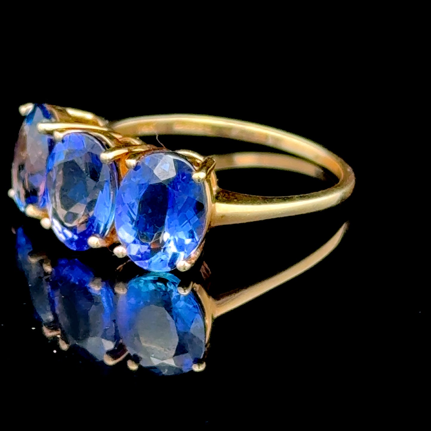 14K Yellow Gold Tanzanite Trilogy Ring