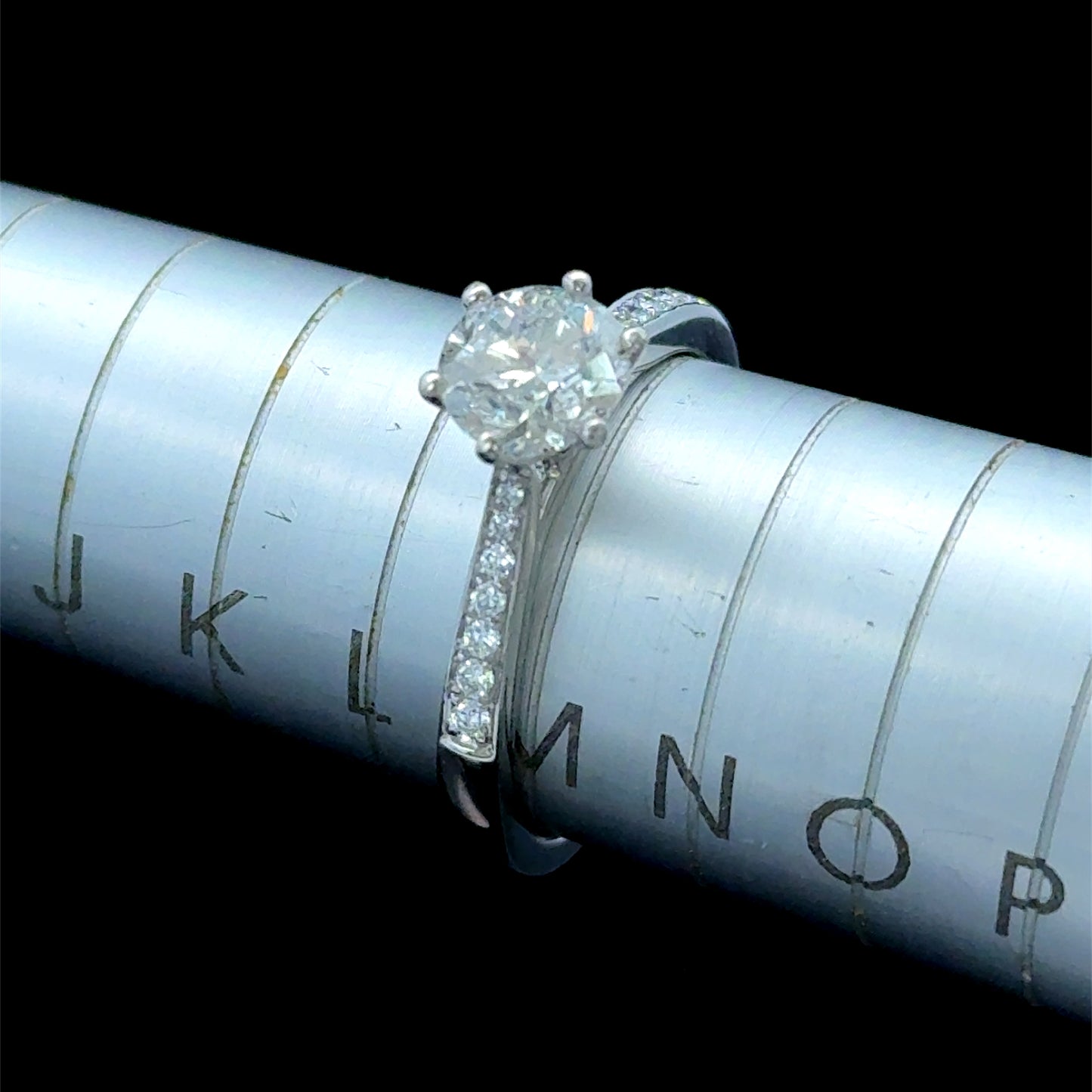 18K White Gold Diamond Solitaire Ring With Diamonds To Shoulders APPX 1.02 CTS Centre