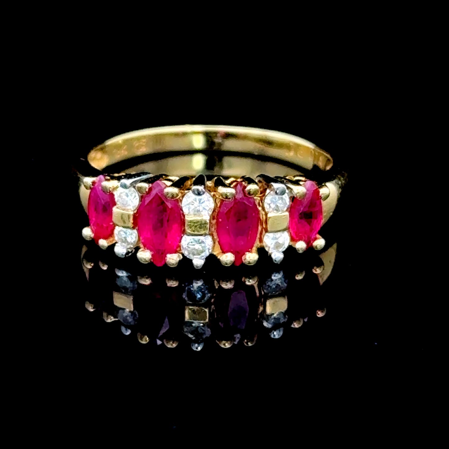 18K Yellow Gold Ruby & Diamond Band