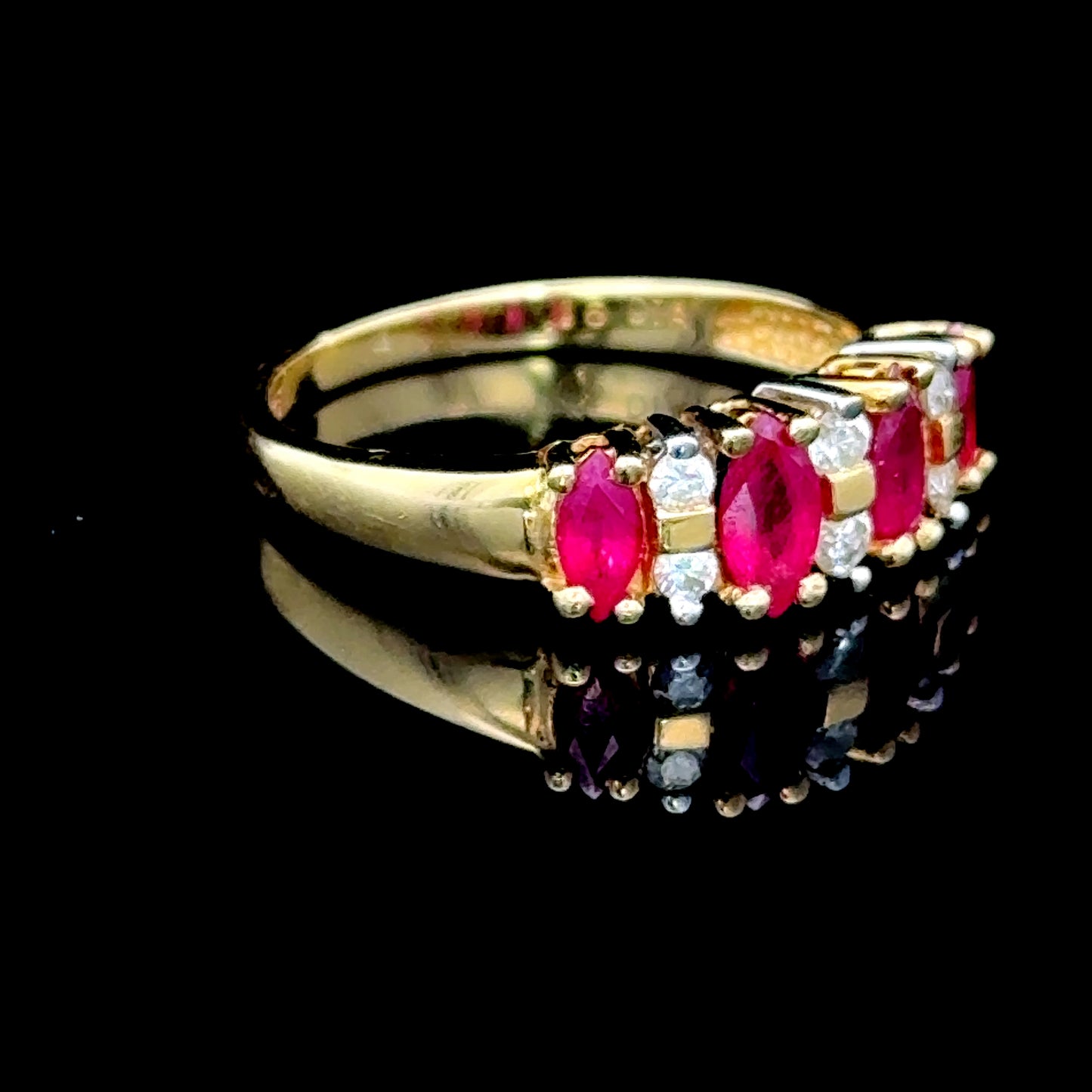 18K Yellow Gold Ruby & Diamond Band