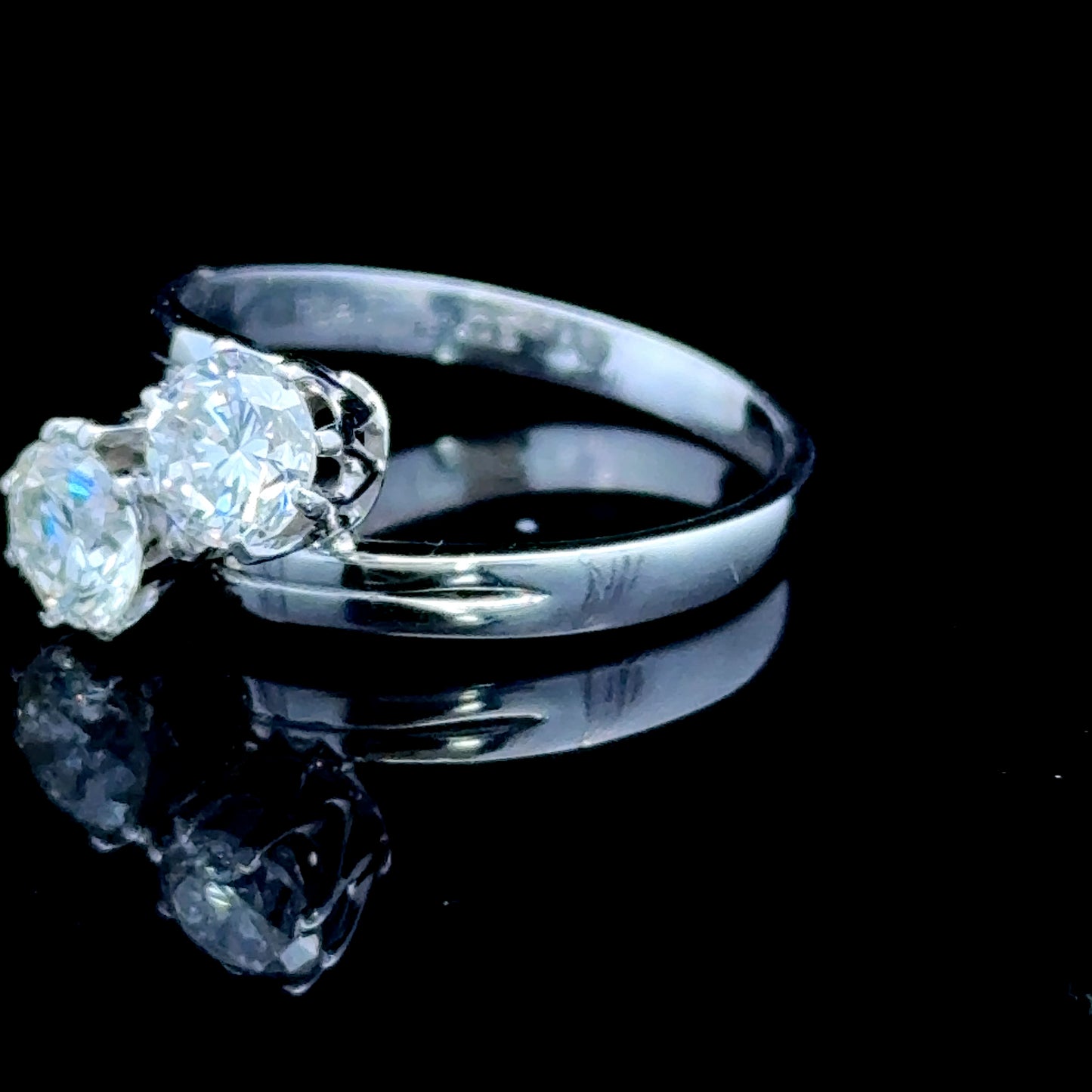 18K White Gold 2 Stone Diamond Ring APPX 1.2 CTS