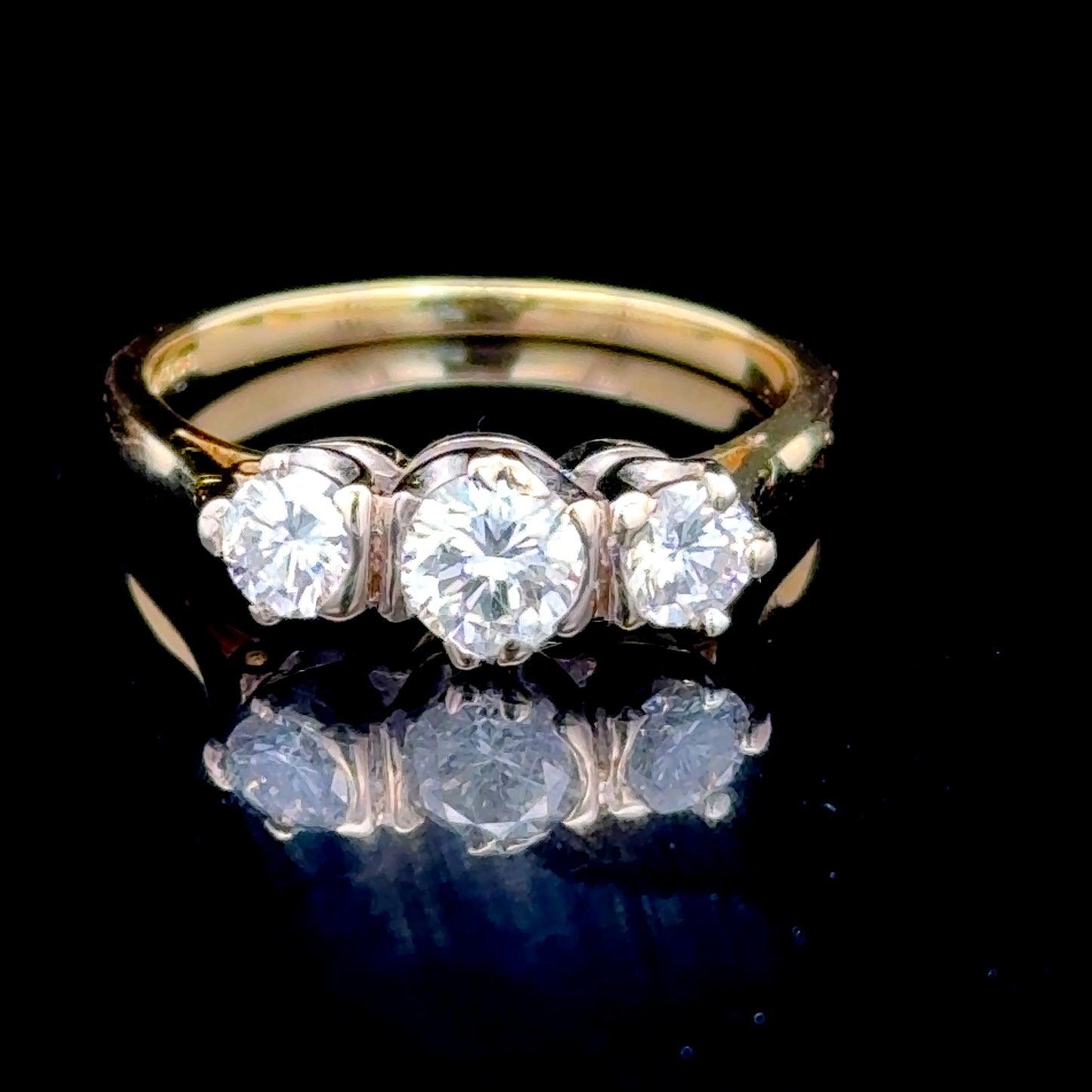 18K Yellow Gold Diamond Trilogy Rectangular Ring APPX 1.0 CTS