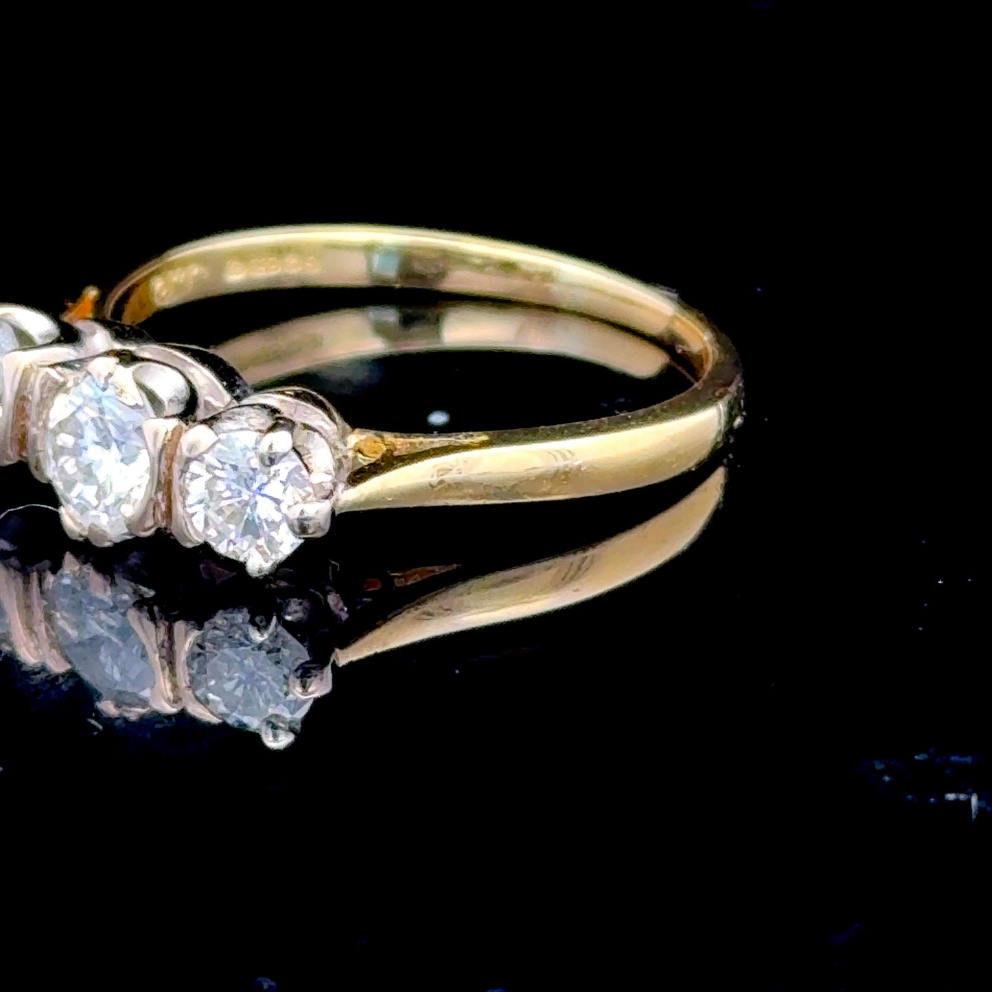 18K Yellow Gold Diamond Trilogy Rectangular Ring APPX 1.0 CTS