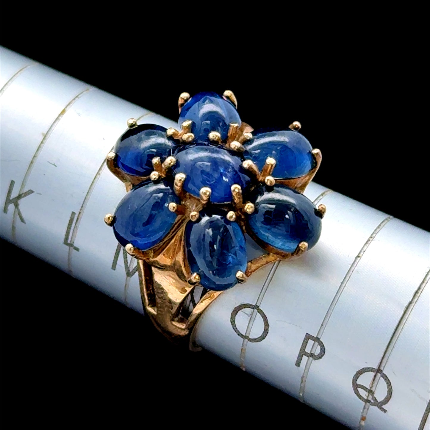 9K Yellow Gold Sapphire Flower Ring