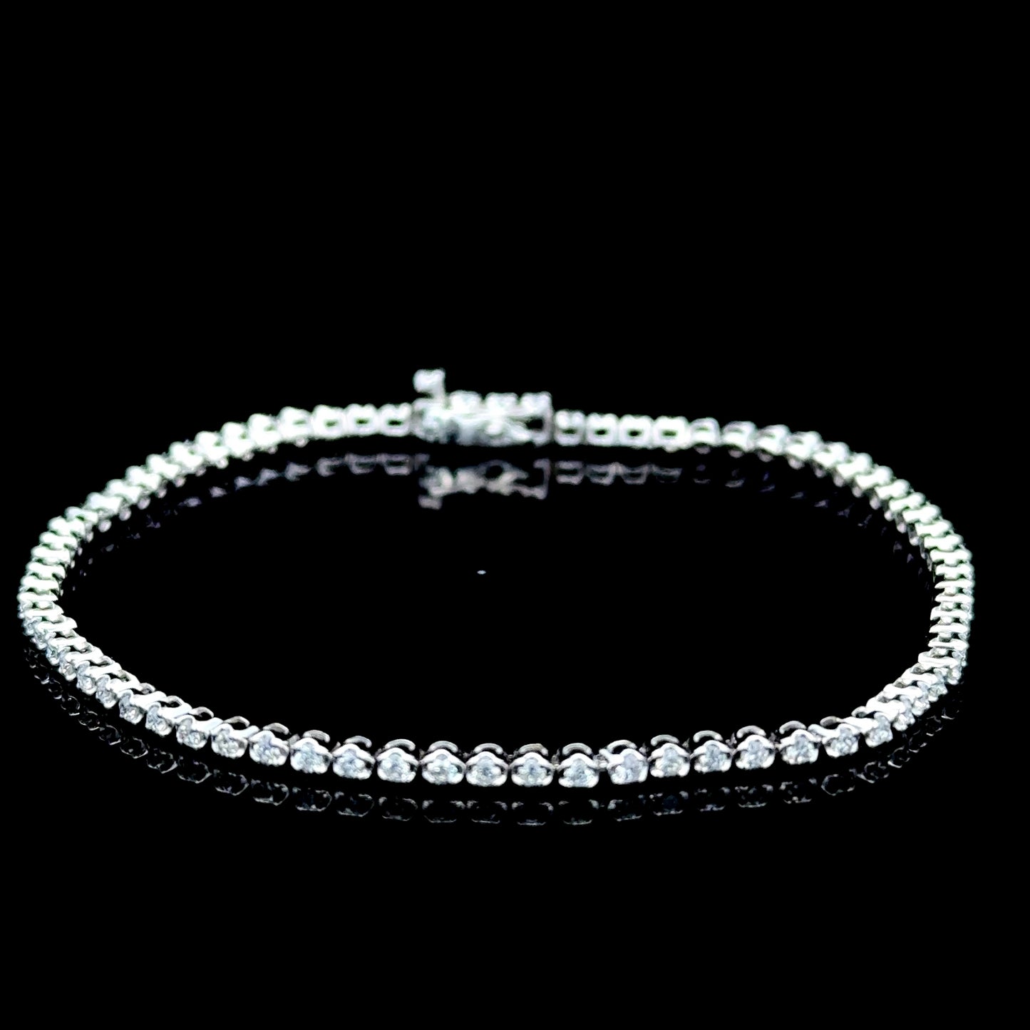 9K White Gold Diamond Micro Line Bracelet 1.5 CTS