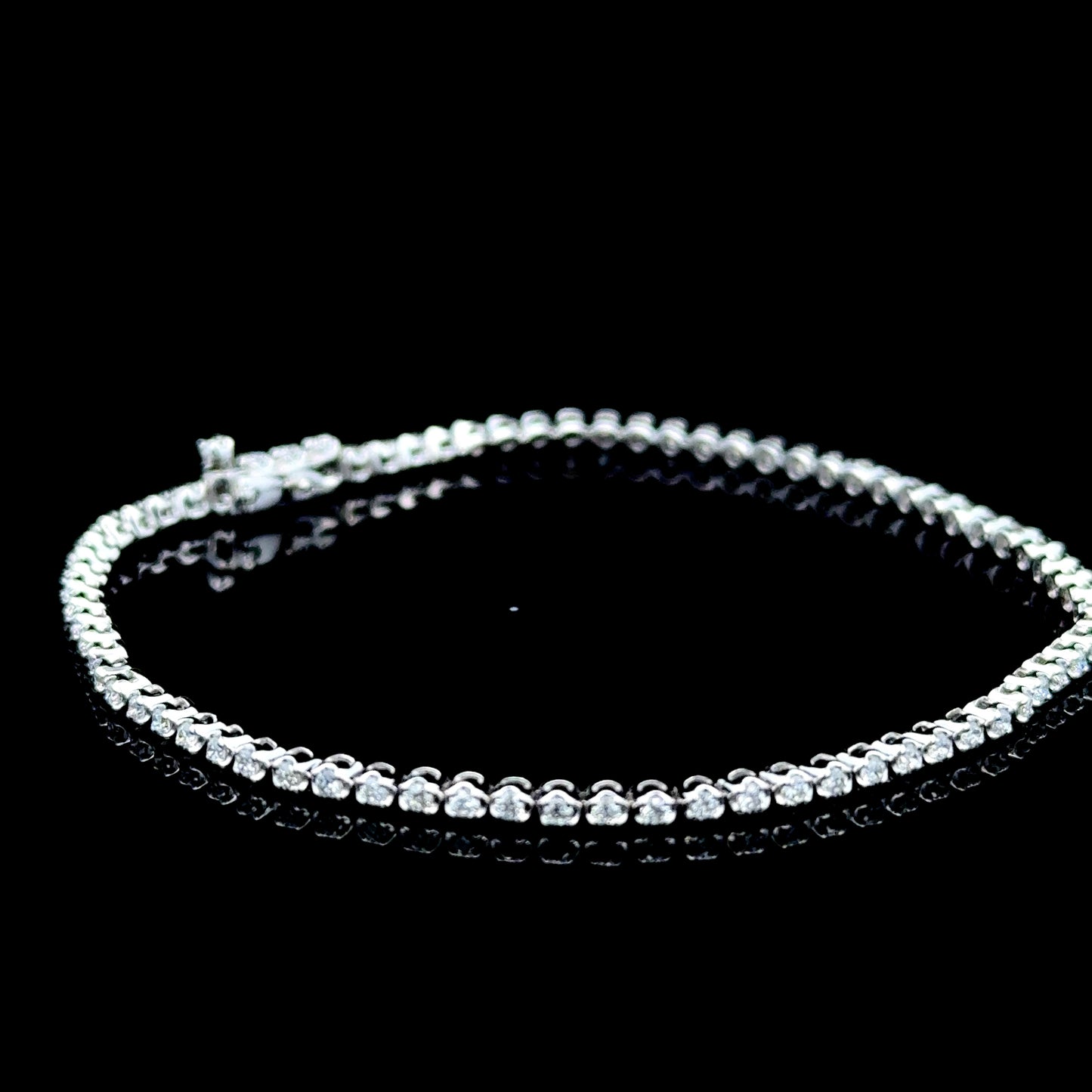 9K White Gold Diamond Micro Line Bracelet 1.5 CTS