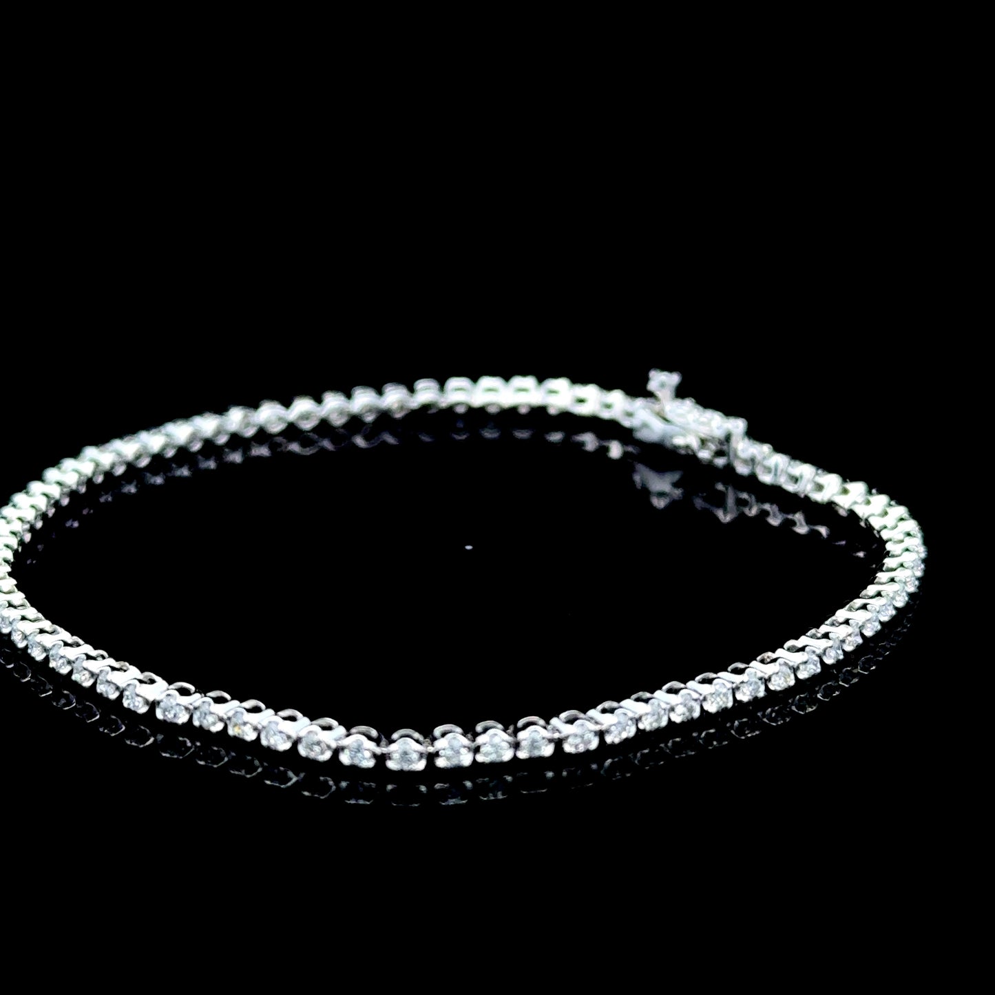9K White Gold Diamond Micro Line Bracelet 1.5 CTS