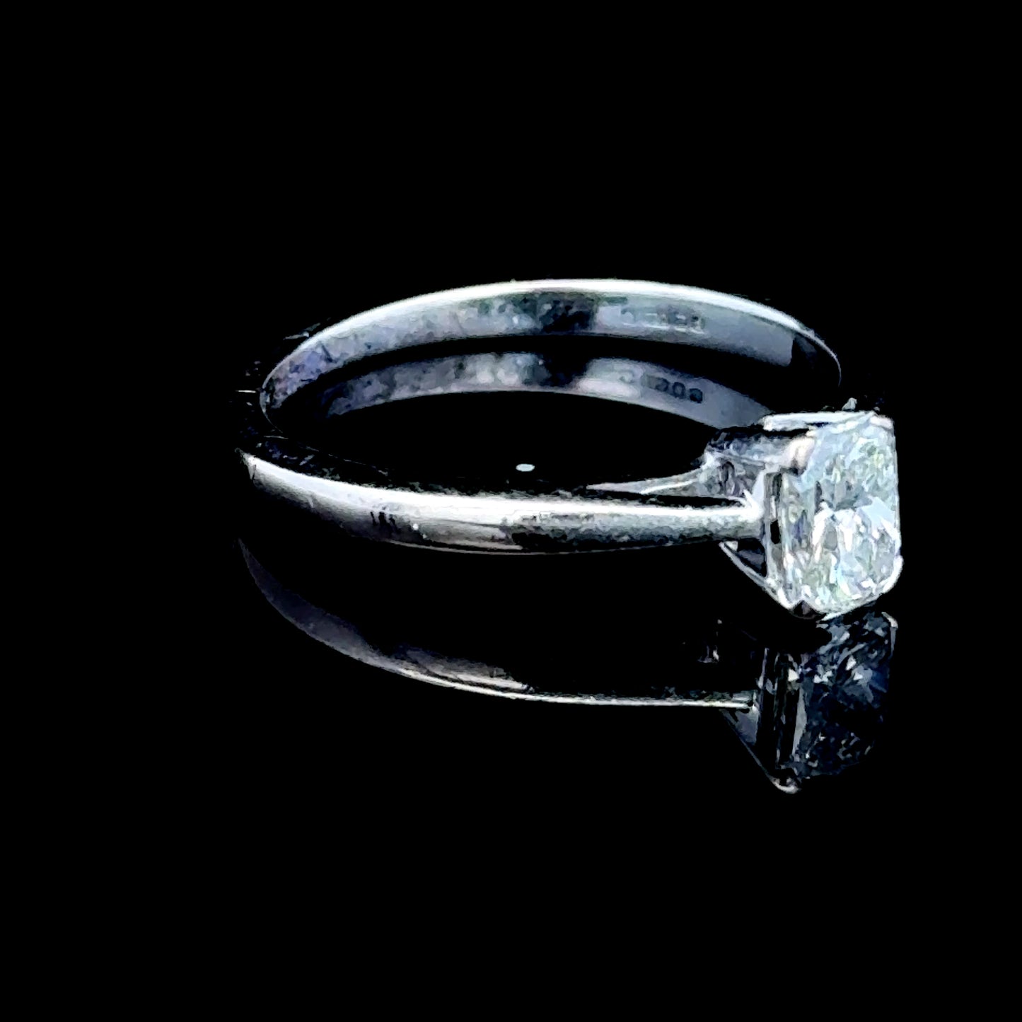 18K White Gold Cushion Cut Diamond Ring APPX 0.5 CTS