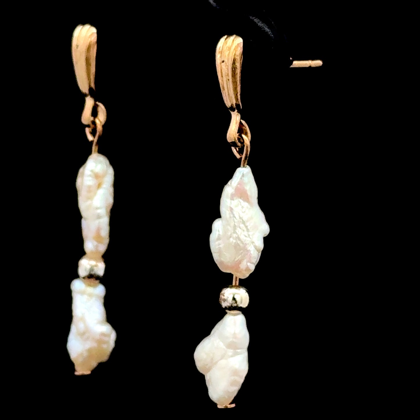 Elegant 9K Pearl Drop Earrings
