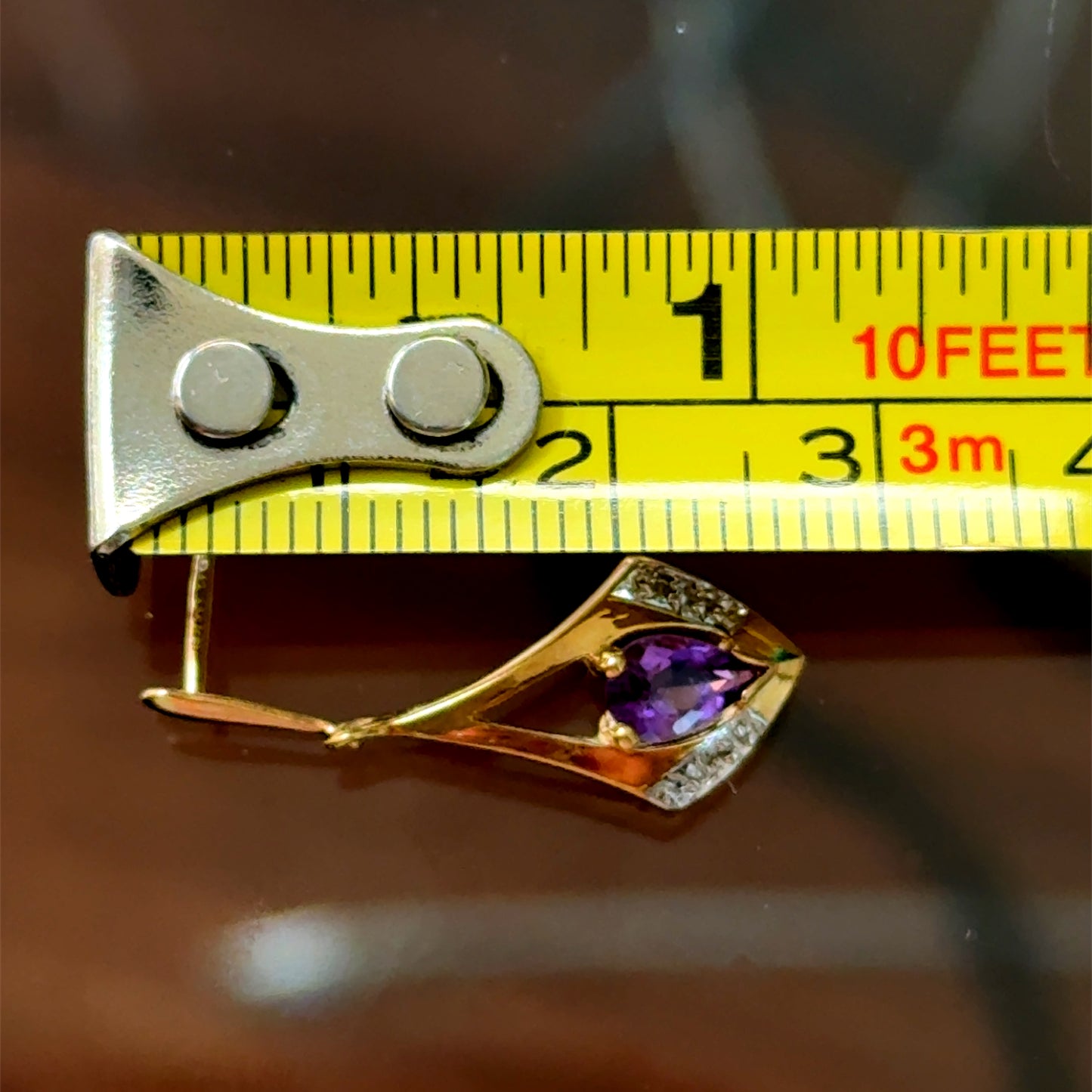 9K Yellow Gold Amethyst & Diamond Drops