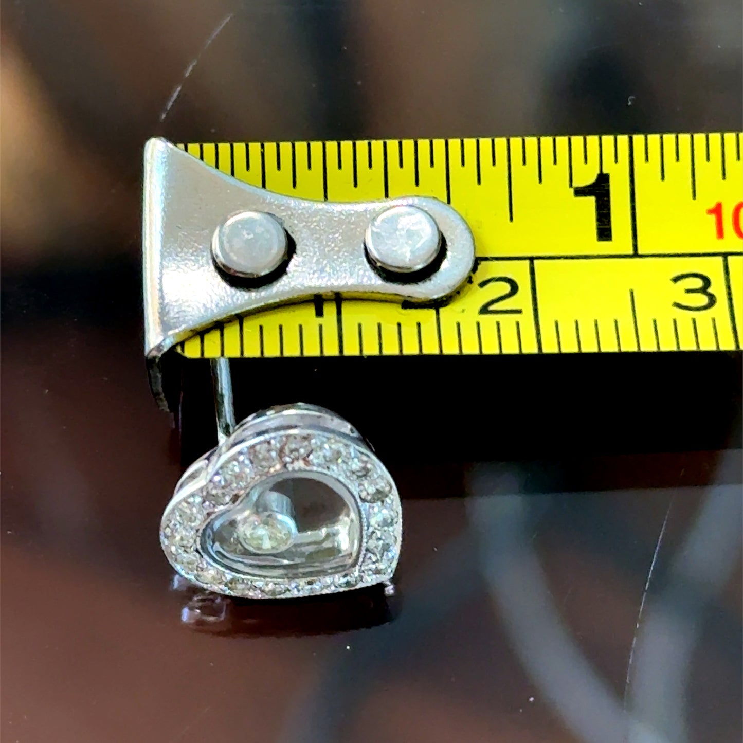 18K White Gold & Diamond Heart Shaped Happy Diamond Studs