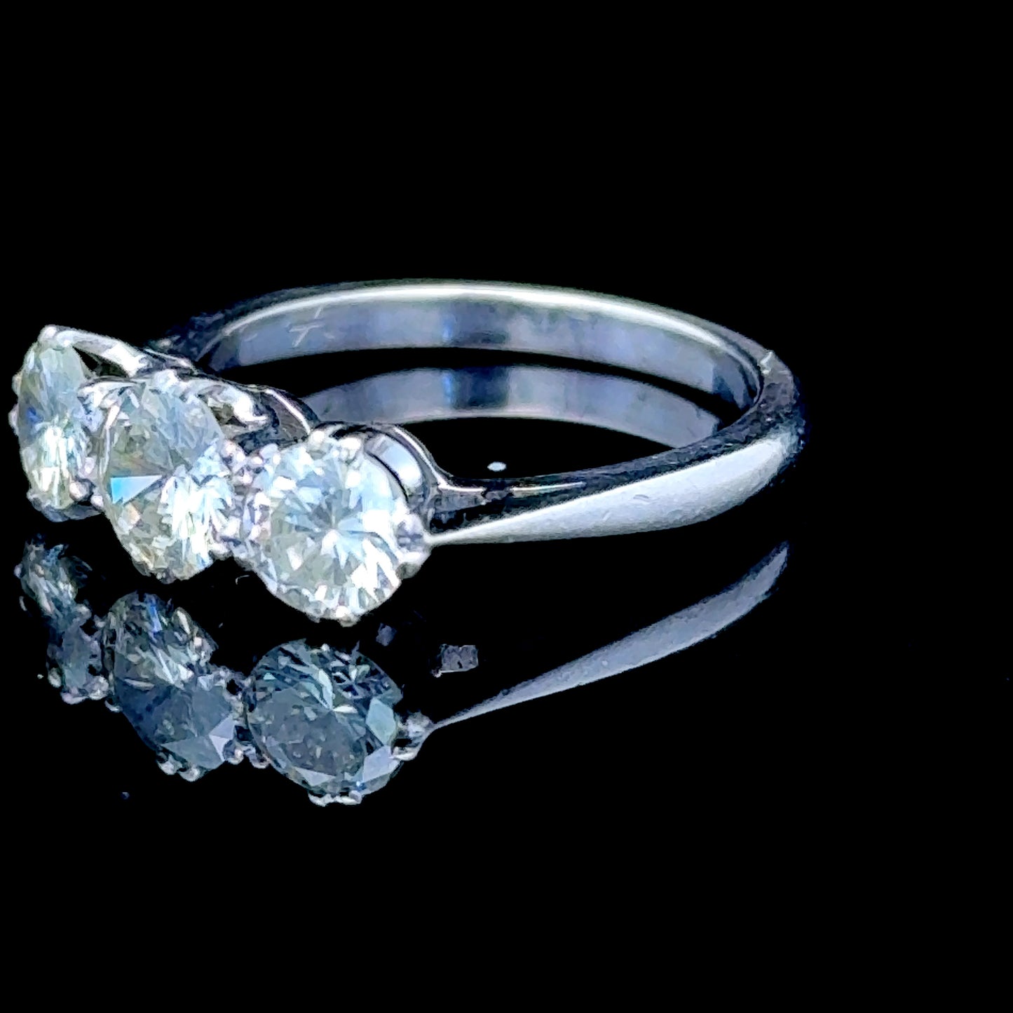 18K White Gold Diamond 3 Stone Ring APPX 1.75 CTS