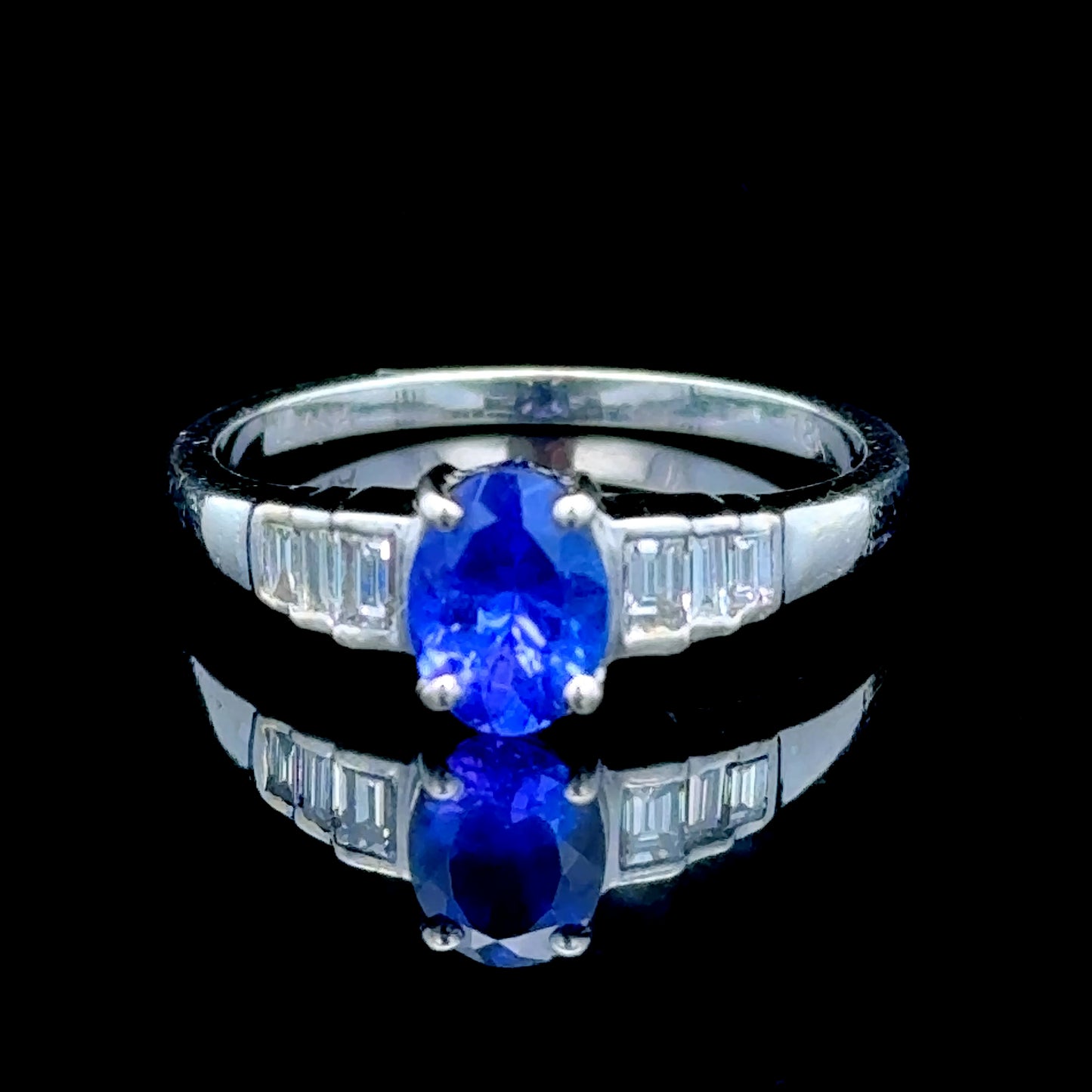 18K White Gold Tanzanite & Diamond Ring By Iliana