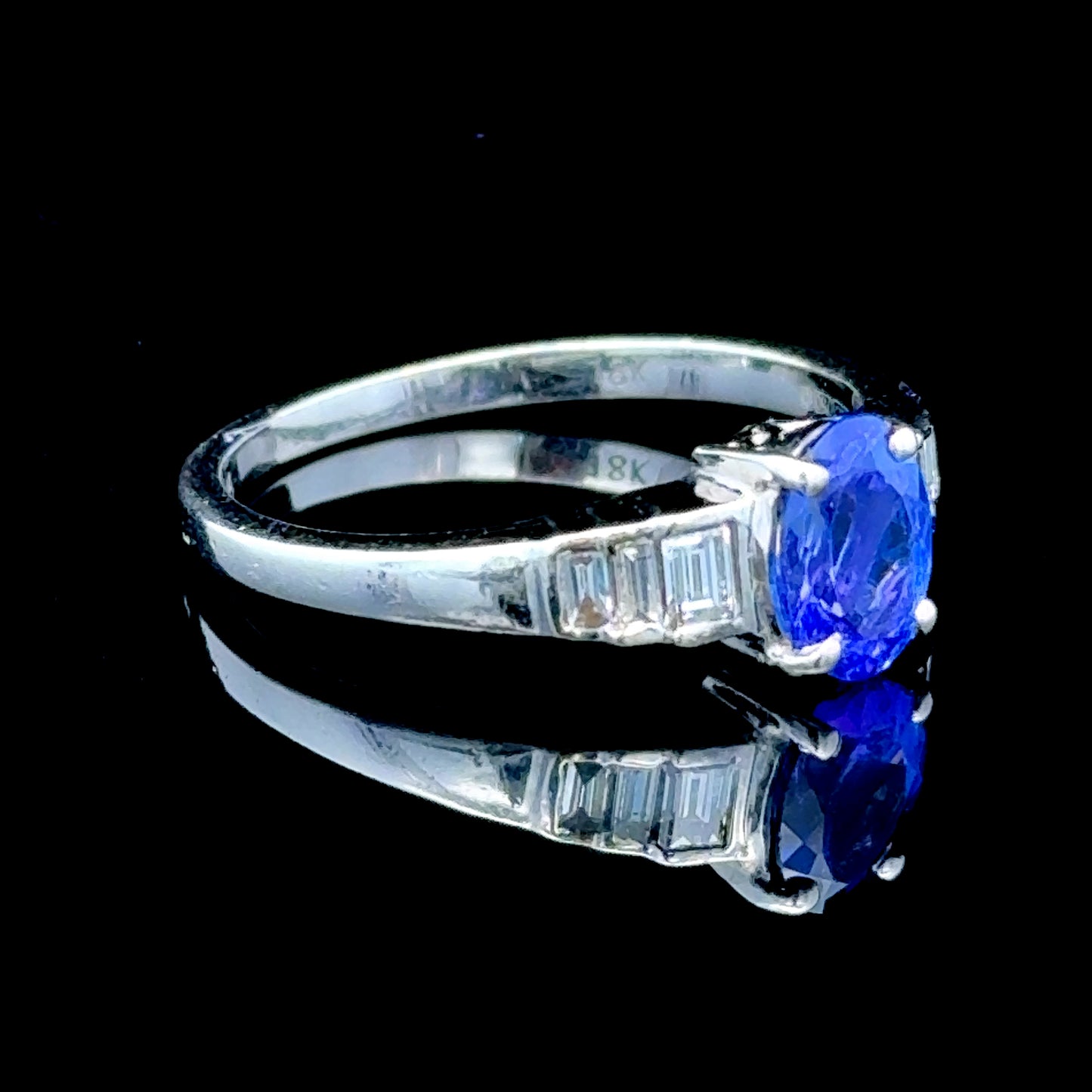 18K White Gold Tanzanite & Diamond Ring By Iliana